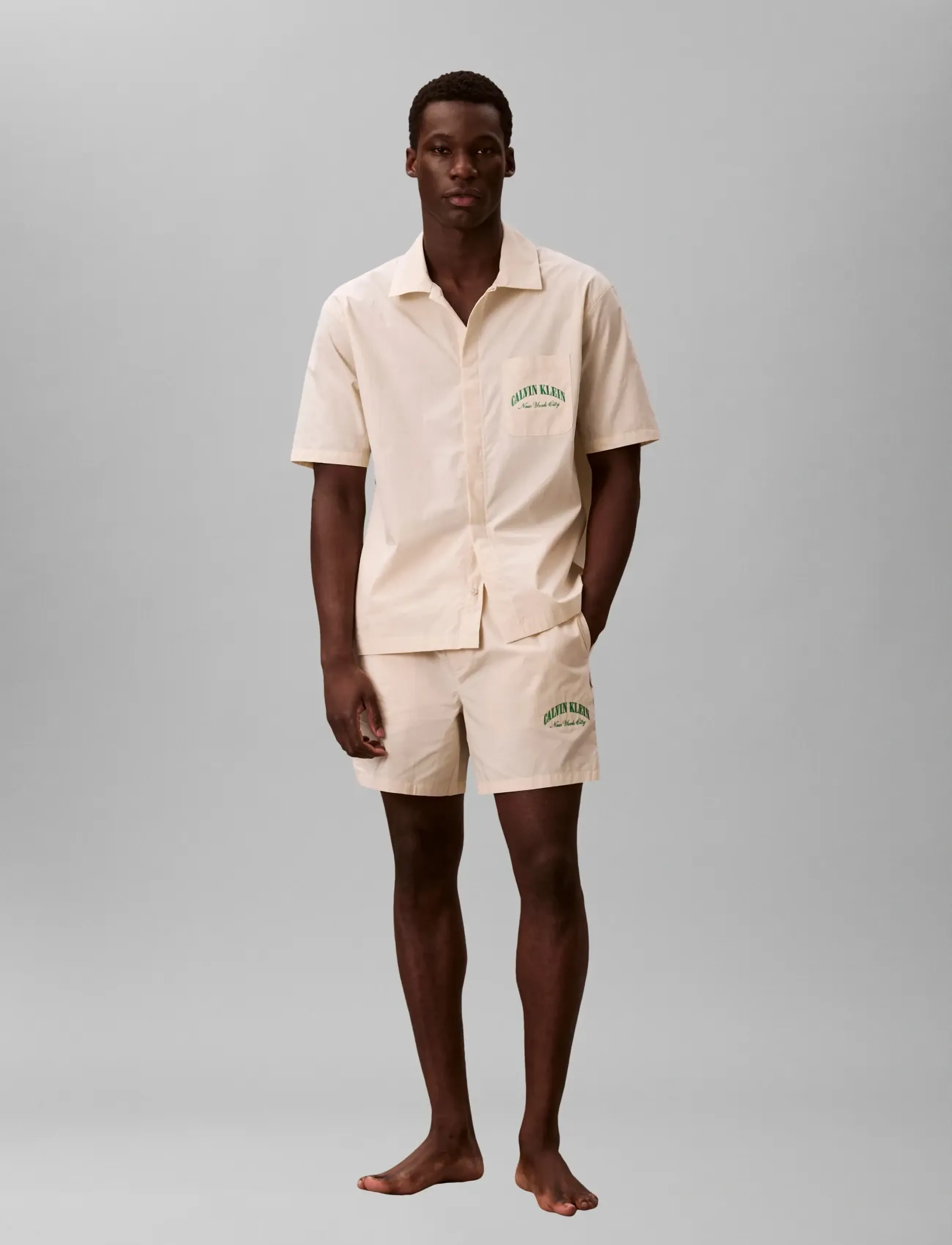 Calvin Klein HERITAGE CREST S/S BUTTON DOWN - Nyheter - SLIM STRIPE CHALK / cream