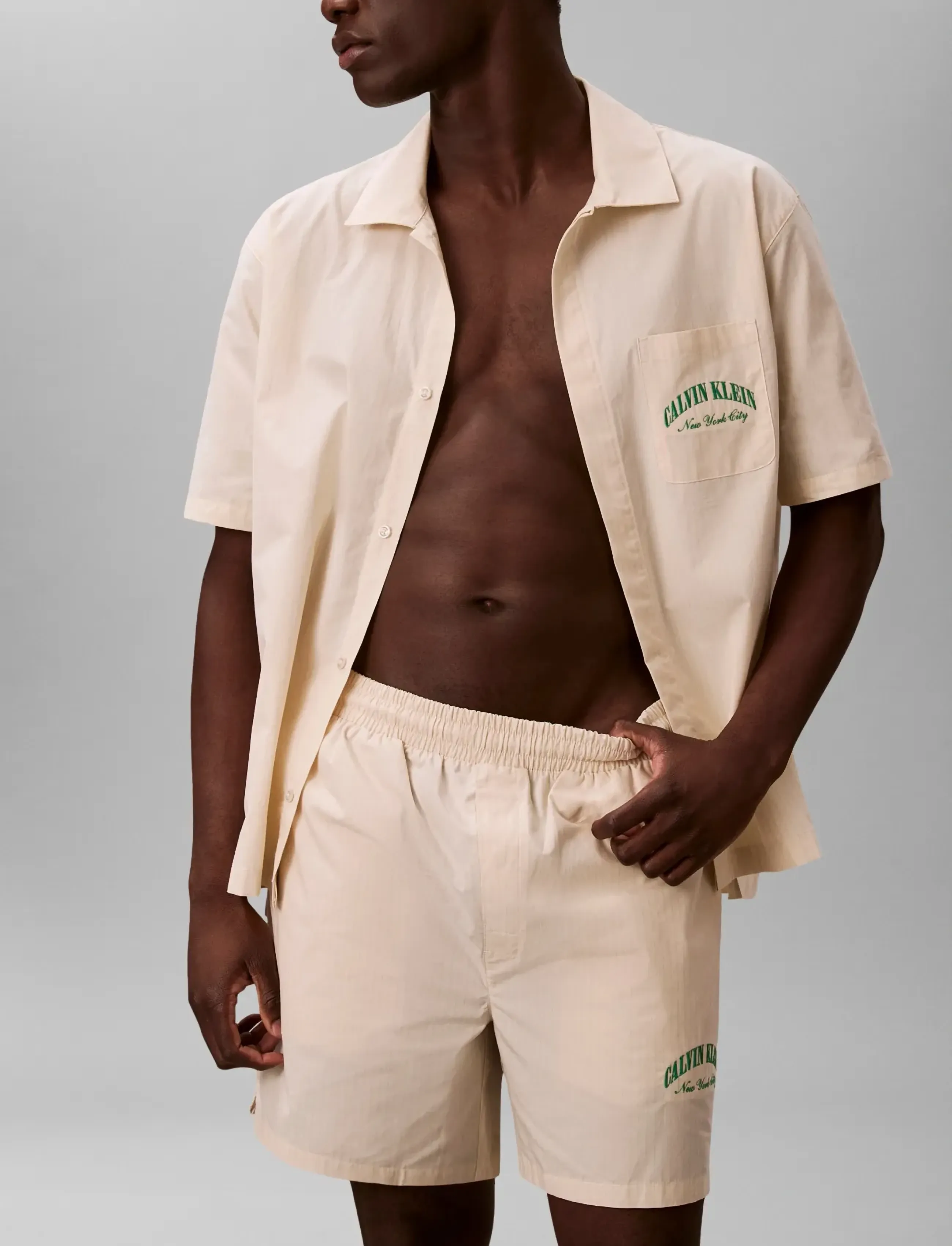 Calvin Klein - HERITAGE CREST SLEEP SHORT - lühikesed vabaajapüksid - slim stripe chalk - 5