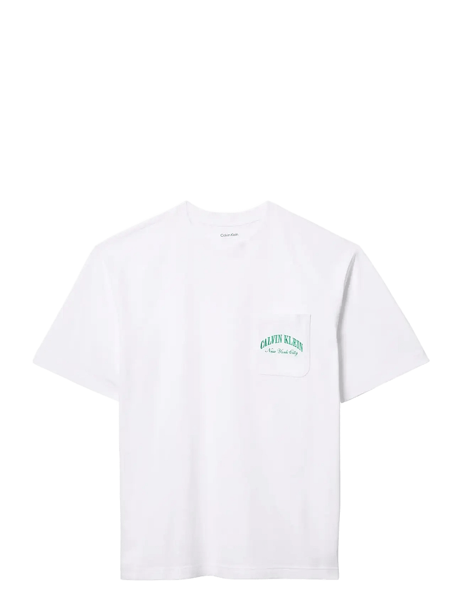 Calvin Klein - HERITAGE CREST S/S CREW NECK - kurzärmelige t-shirts - classic white - 1