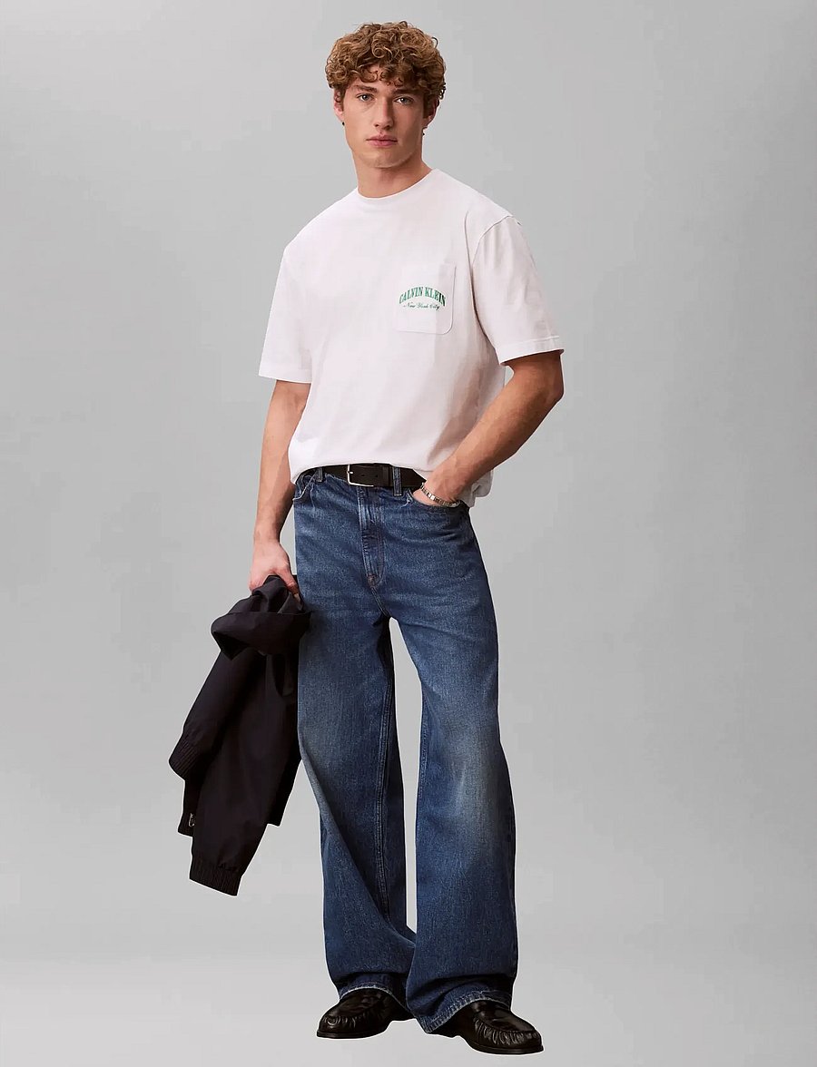 Calvin Klein - HERITAGE CREST S/S CREW NECK - kurzärmelige t-shirts - classic white - 0