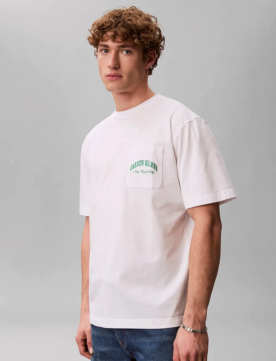 Calvin Klein - HERITAGE CREST S/S CREW NECK - kurzärmelige t-shirts - classic white - 3