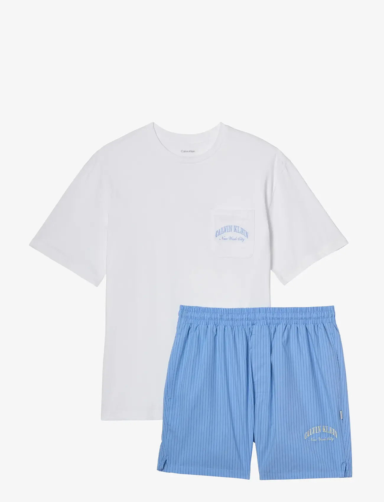 Calvin Klein - HERITAGE CREST S/S CREW SHORT SE - pyjamasets - classic white top   slim stripe blu - 1