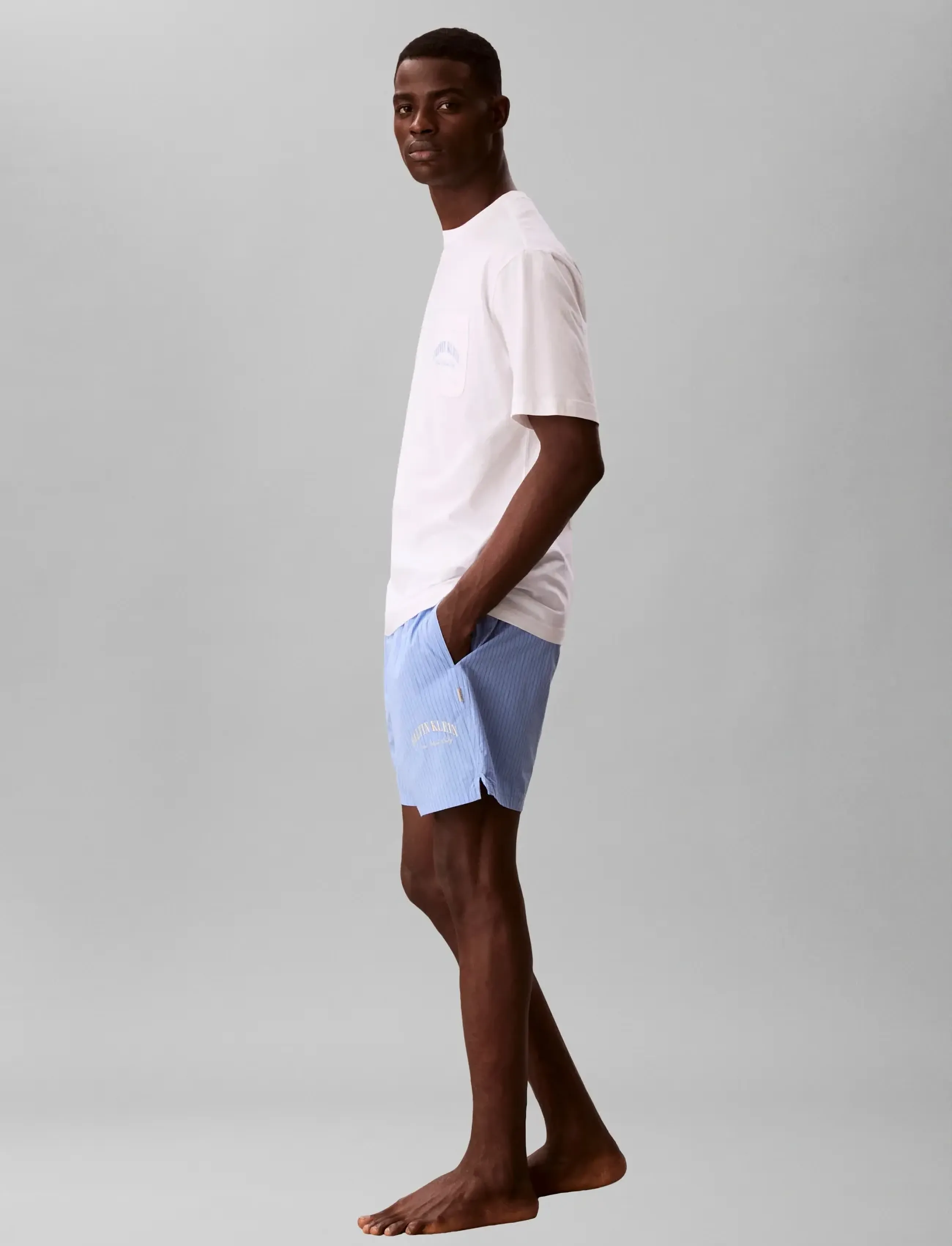 Calvin Klein HERITAGE CREST S/S CREW SHORT SE - Underwear - CLASSIC WHITE TOP   SLIM STRIPE BLU / blue