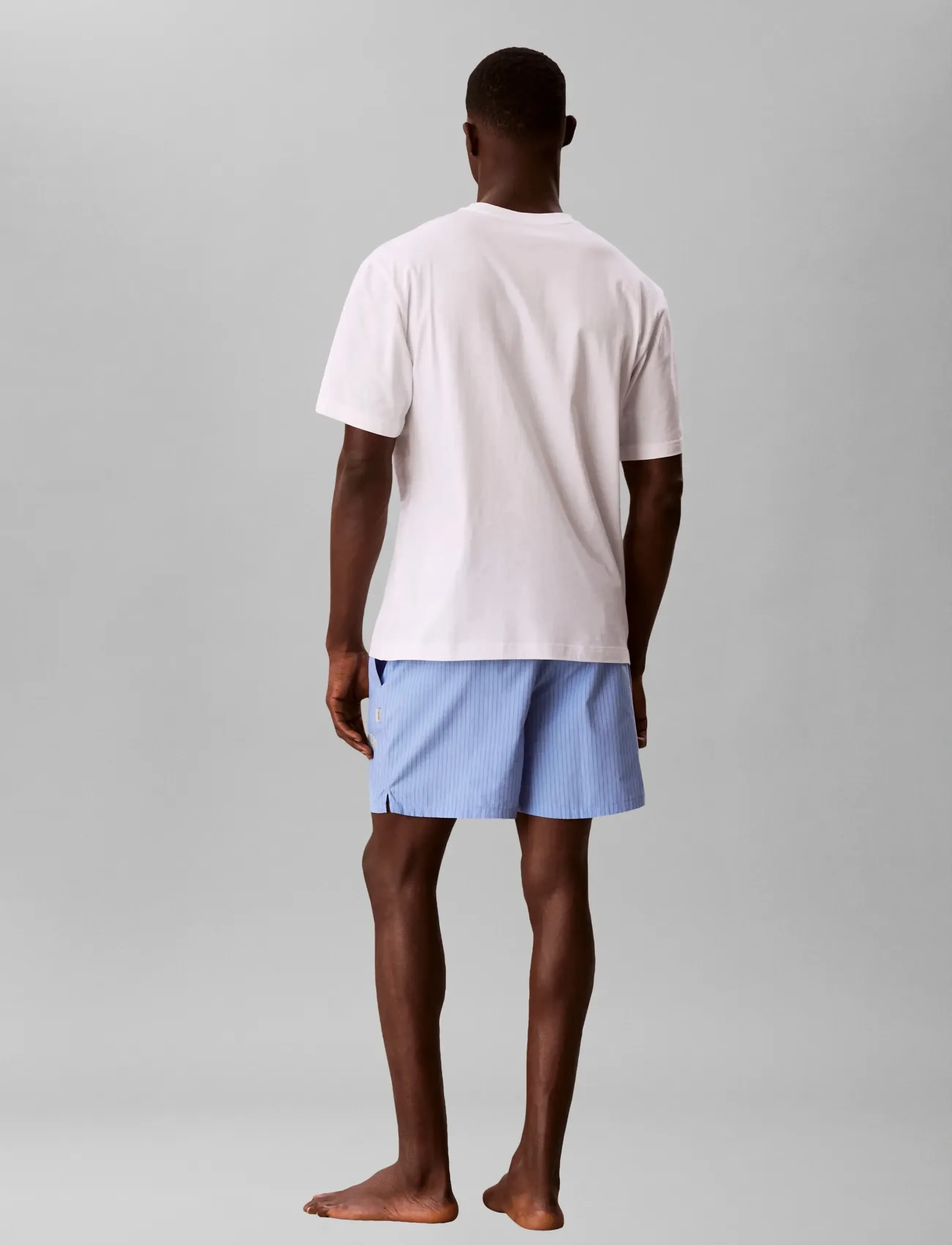 Calvin Klein - HERITAGE CREST S/S CREW SHORT SE - náttfatasett - classic white top   slim stripe blu - 2
