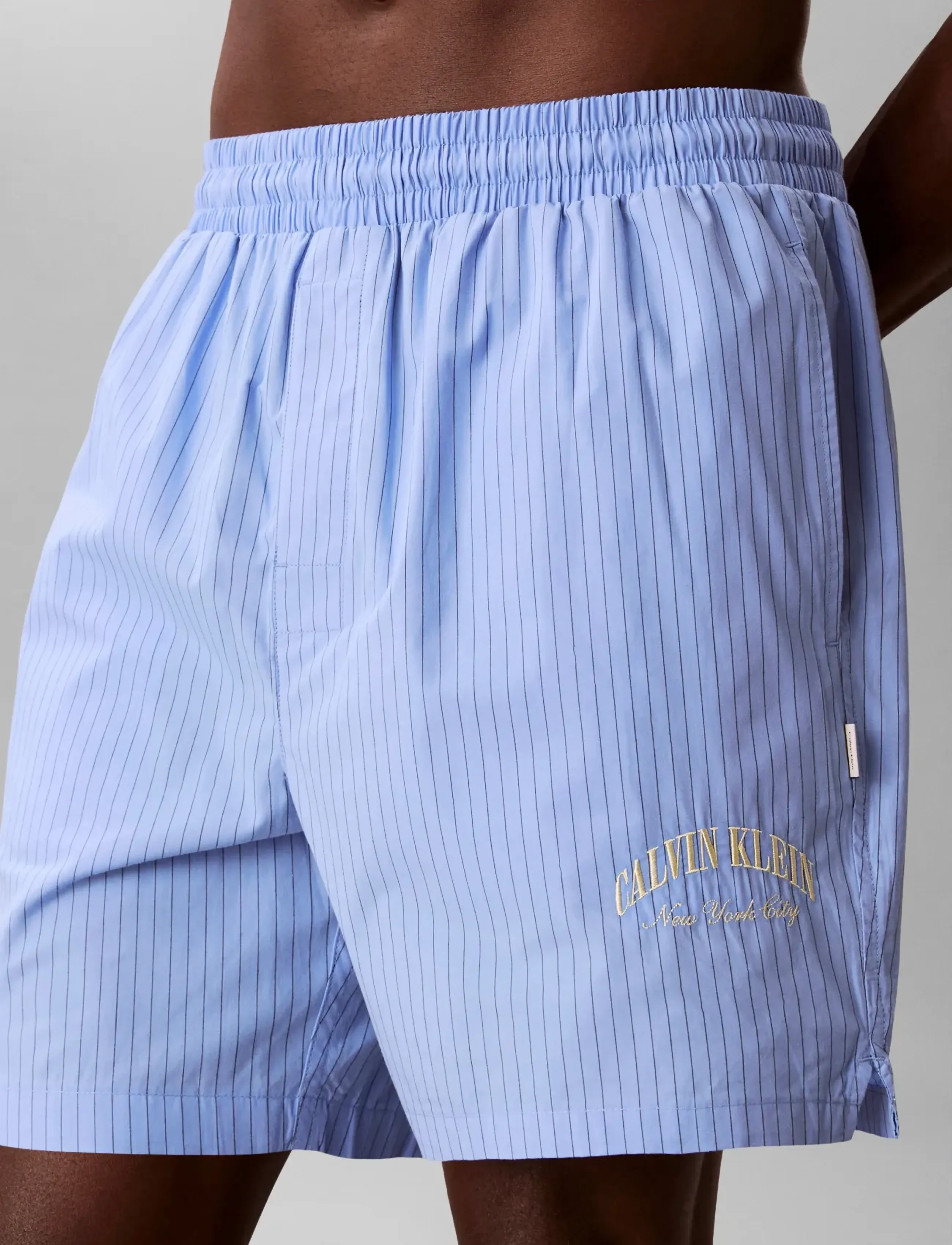 Calvin Klein - HERITAGE CREST S/S CREW SHORT SE - náttfatasett - classic white top   slim stripe blu - 5