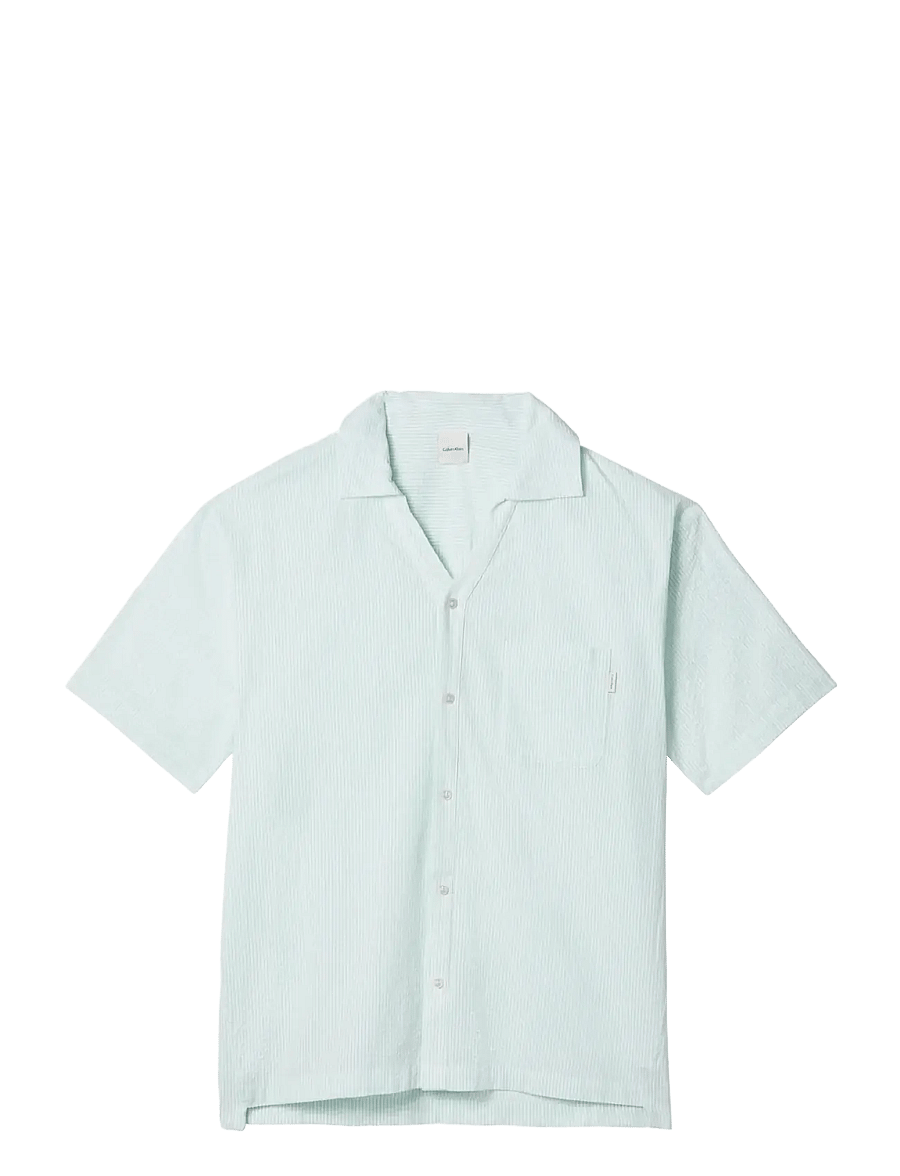 Calvin Klein - SEERSUCKER S/S BUTTON DOWN - pyjamaoberteile - dime stripe seafoam wave - 1