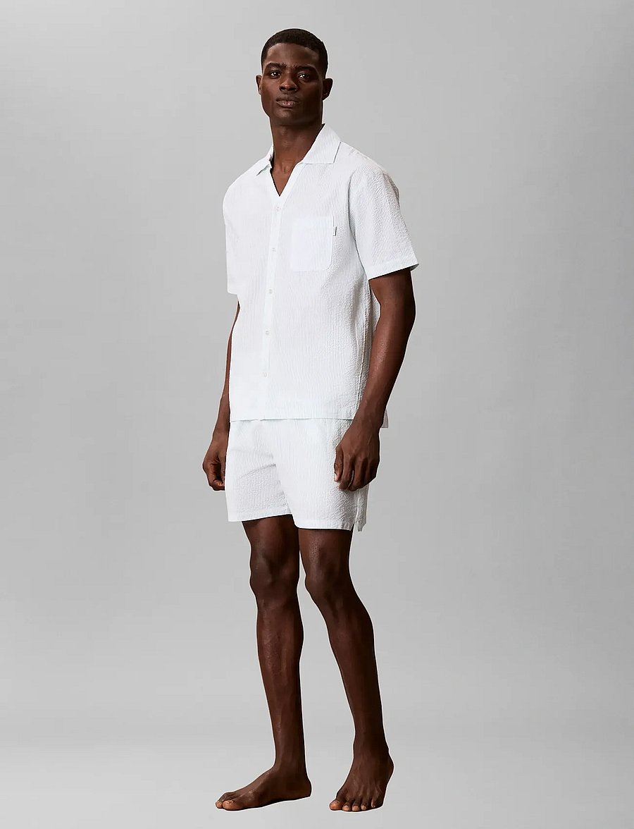 Calvin Klein - SEERSUCKER S/S BUTTON DOWN - pyjamaoberteile - dime stripe seafoam wave - 0