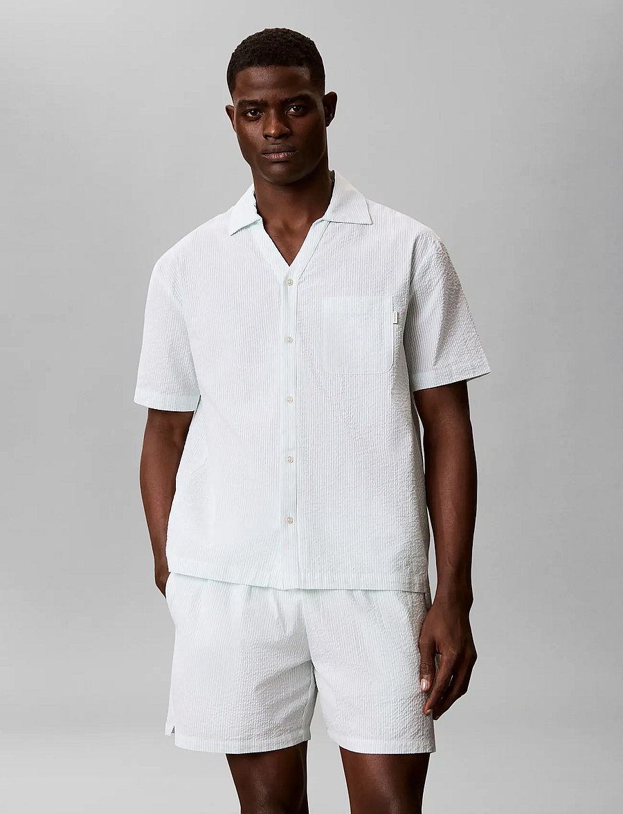 Calvin Klein - SEERSUCKER S/S BUTTON DOWN - pyjamaoberteile - dime stripe seafoam wave - 3