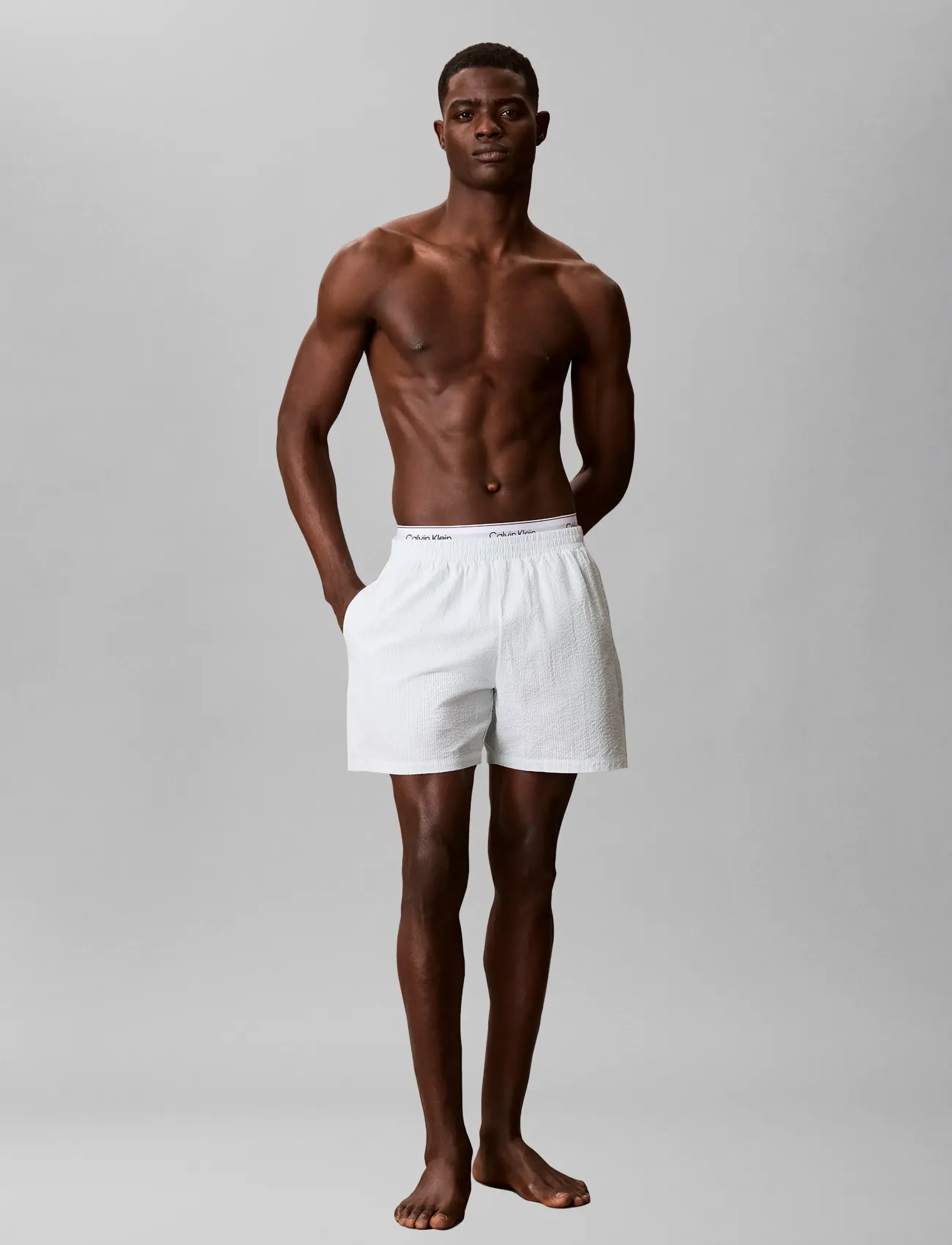 Calvin Klein SEERSUCKER SLEEP SHORT - Unterwäsche - DIME STRIPE SEAFOAM WAVE / green