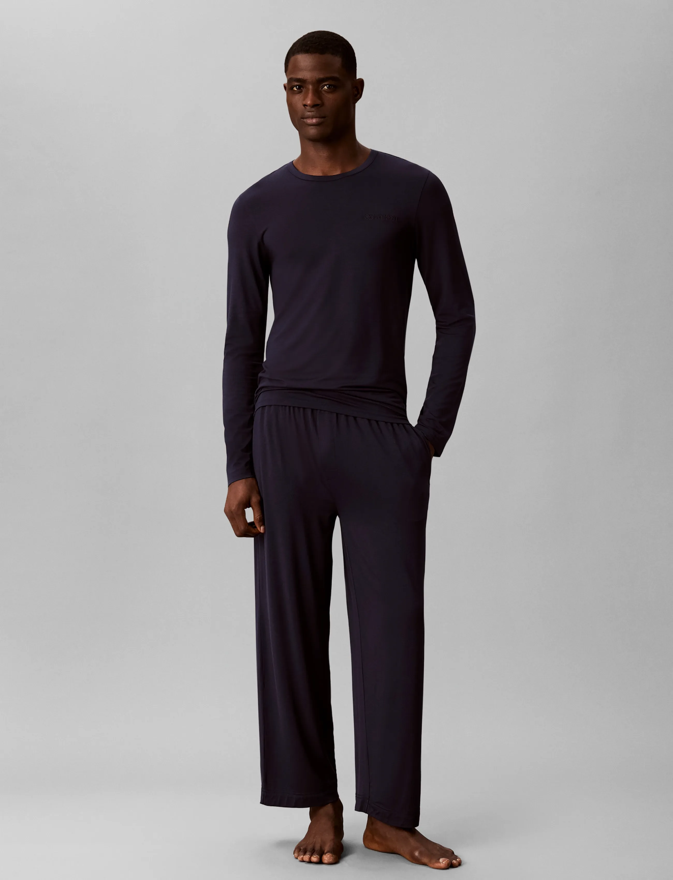 Calvin Klein MODAL L/S PANT SET - Streetstyle - SHORELINE / black