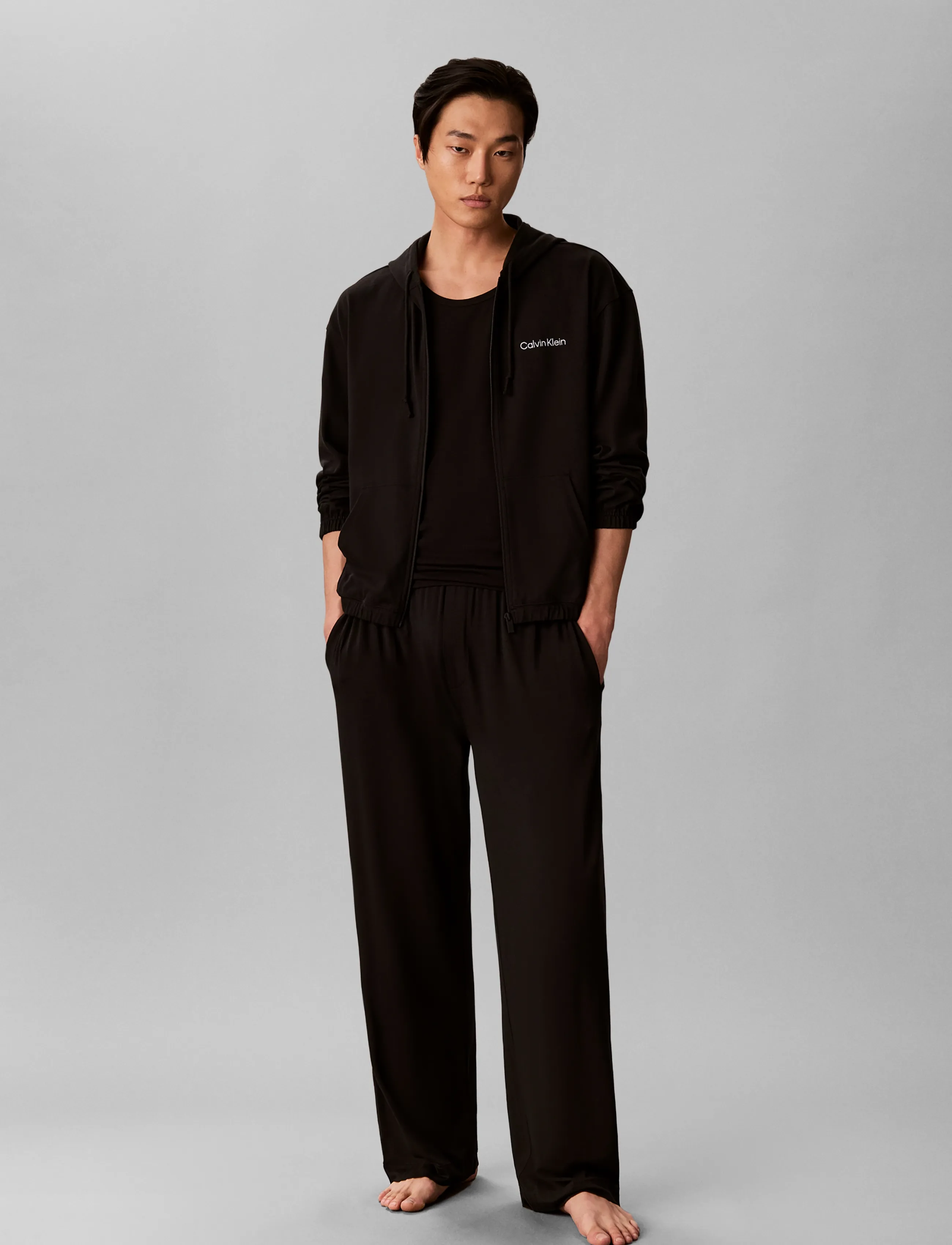 Calvin Klein ICON ESSNL L/S FULL ZIP HOODIE - Hættetrøjer - BLACK / black