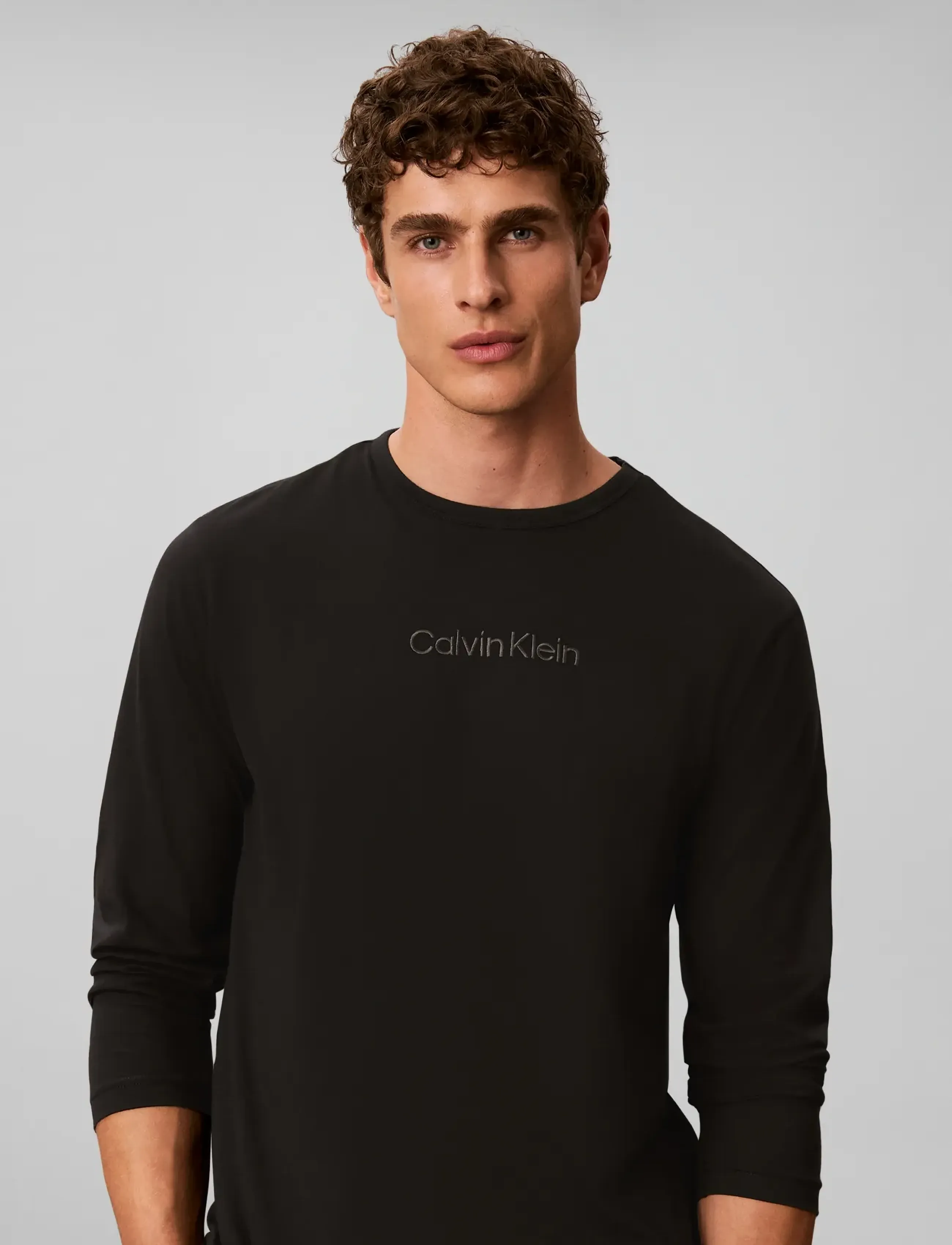 Calvin Klein Holiday Ls Tee Jogger Set, Herren, Langarm Jogger Pyjama Set, Schwarz, Gr.L