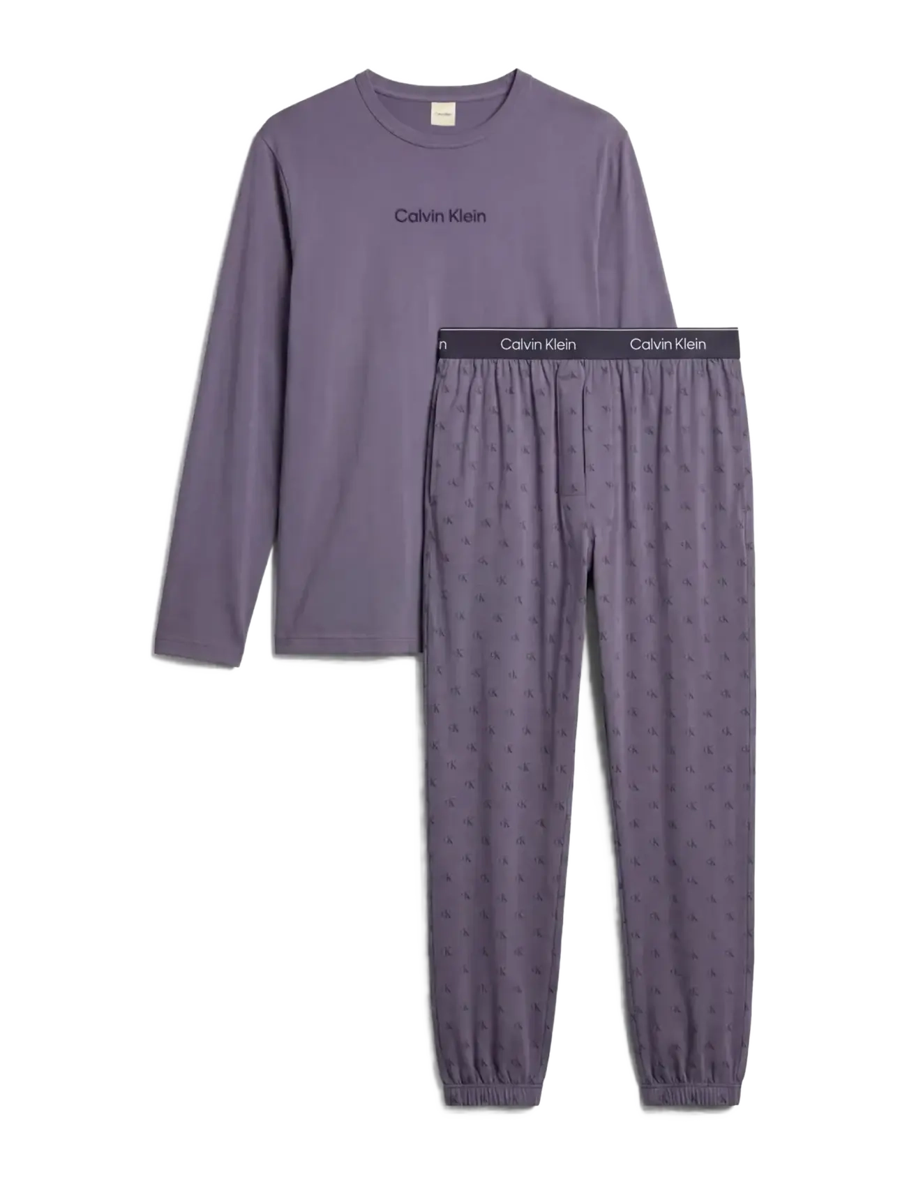 Calvin Klein HOLIDAY LS TEE JOGGER SET - New arrivals - GRISAILLE TOP W DIAMOND LOGO GRISAI / purple