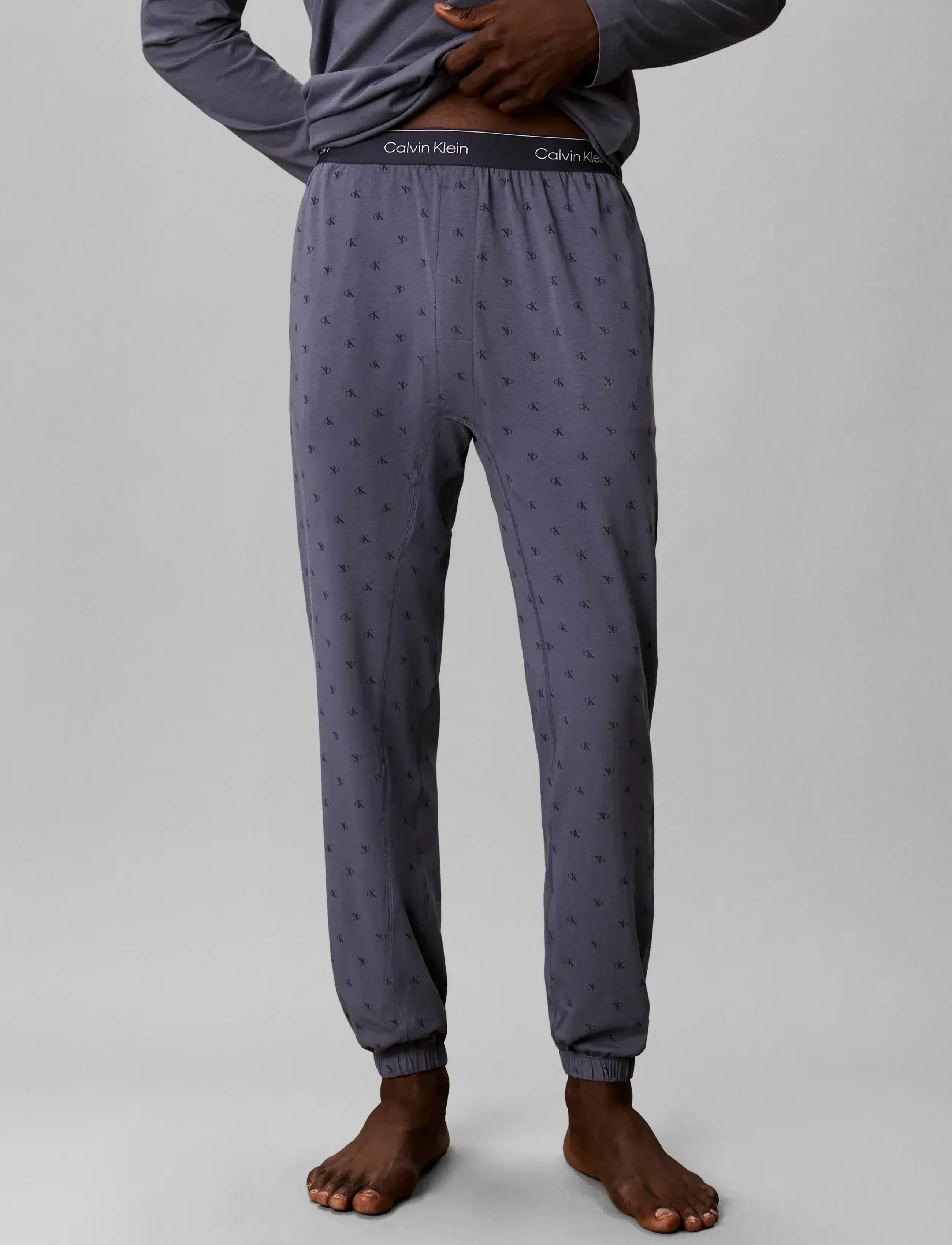 Calvin Klein Holiday Ls Tee Jogger Set, Herren, Langarm Jogger Pyjama Set, Lila, Gr.L