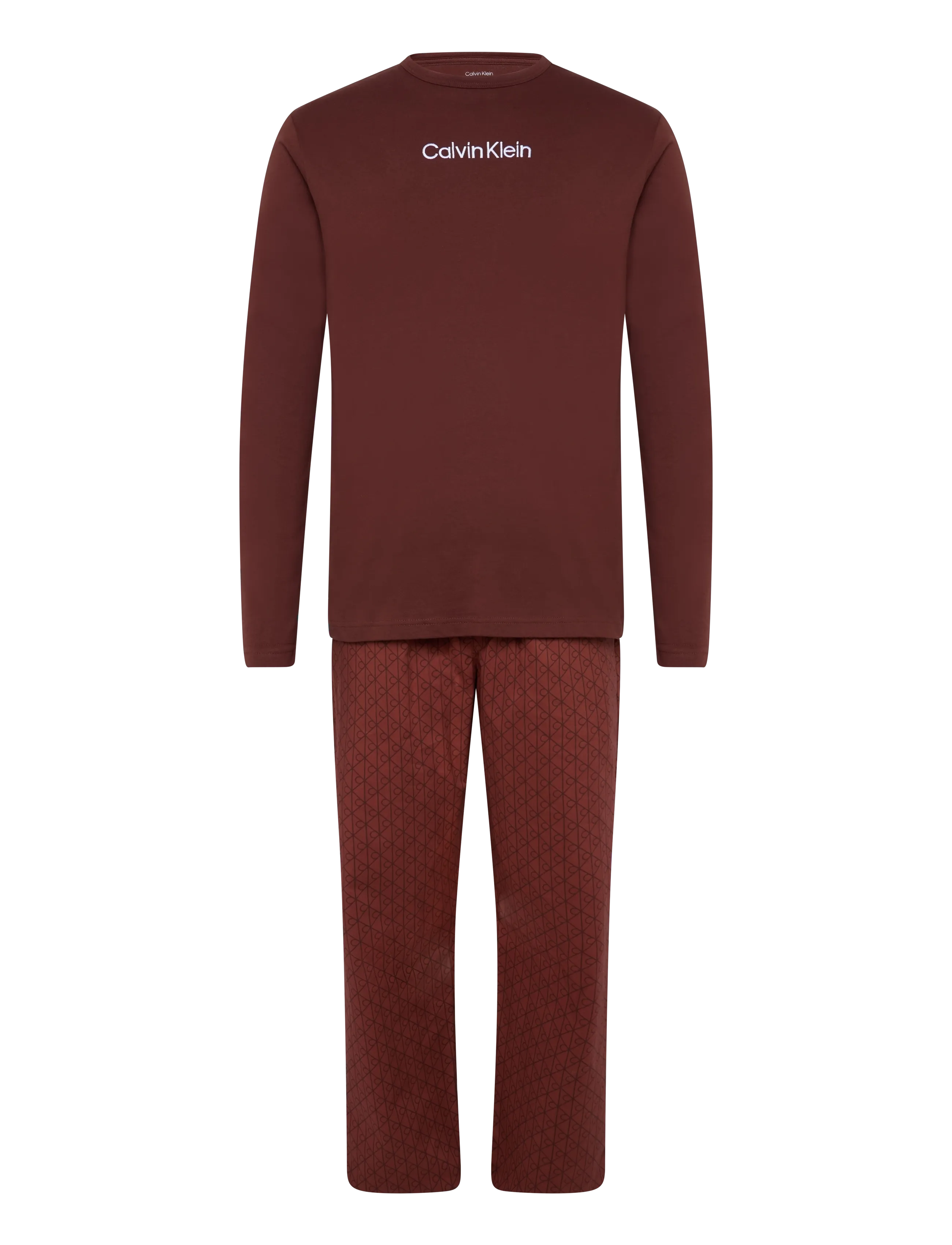 Calvin Klein - HOLIDAY LS TEE PANT SET - pyjamasset - brown velvet top  w  dual emblem sp - 1
