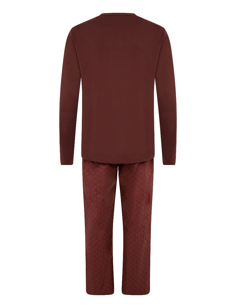 Calvin Klein - HOLIDAY LS TEE PANT SET - pyjamasset - brown velvet top w dual emblem sp - 2