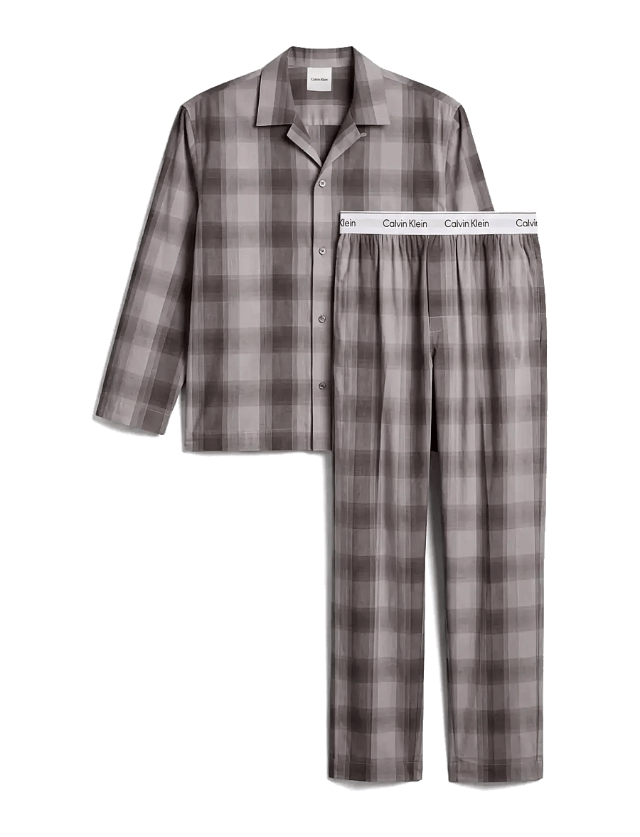 Calvin Klein - HOLIDAY POPLIN L/S BUTTON DOWN S - 21767 shadows plaid+convoy - 1