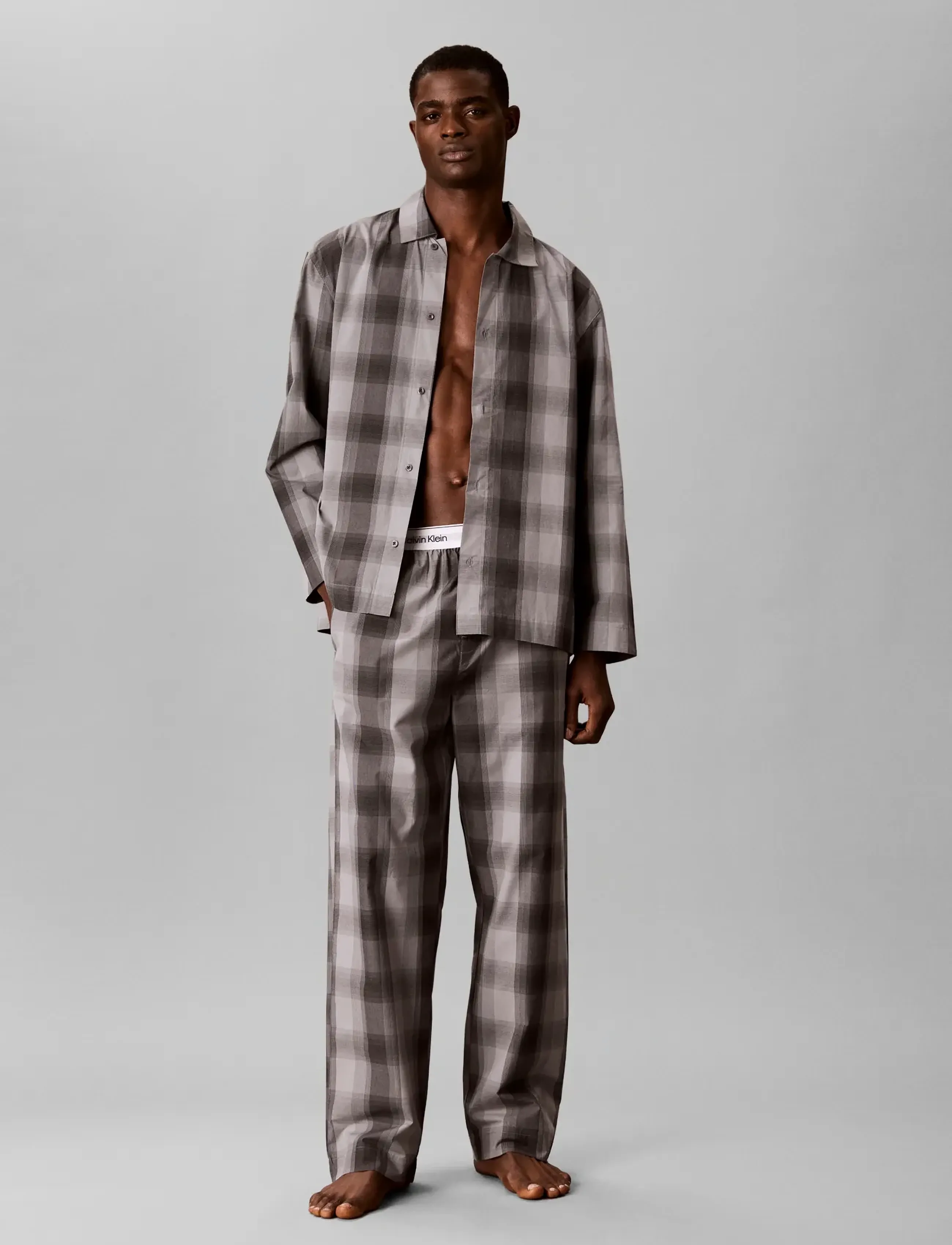 Calvin Klein - HOLIDAY POPLIN L/S BUTTON DOWN S - 21767 shadows plaid+convoy - 5