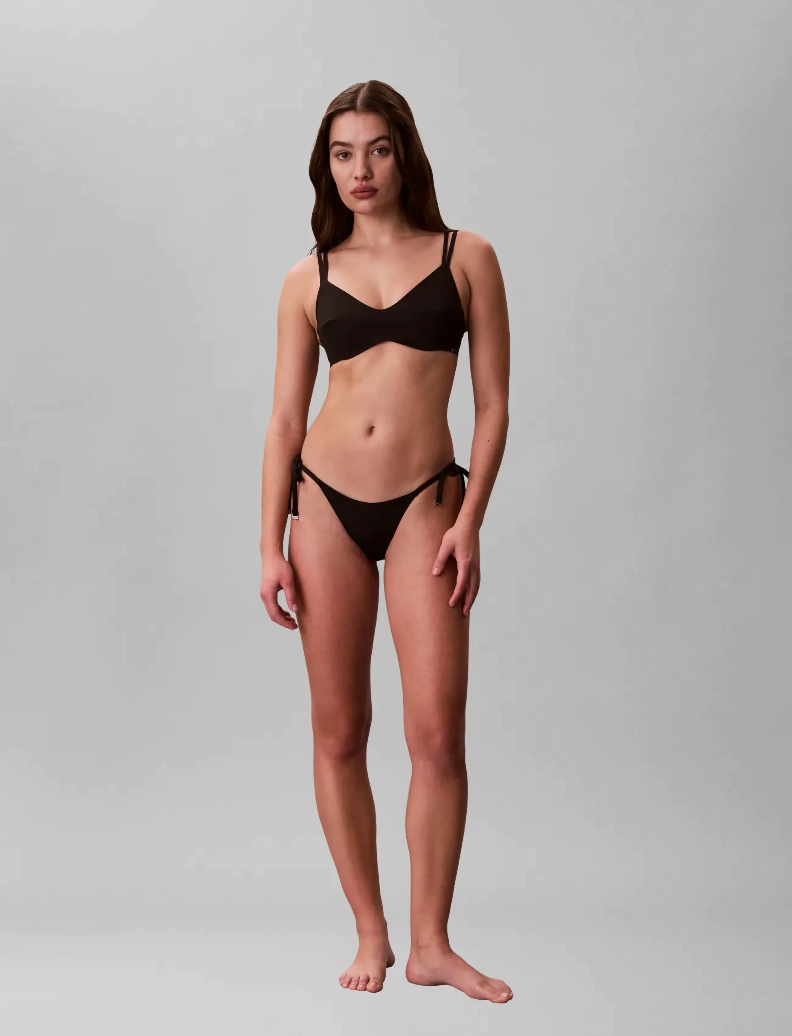 Calvin Klein Bralette, Kvinder, Dobbeltstrop Bralette, Sort, Str: L