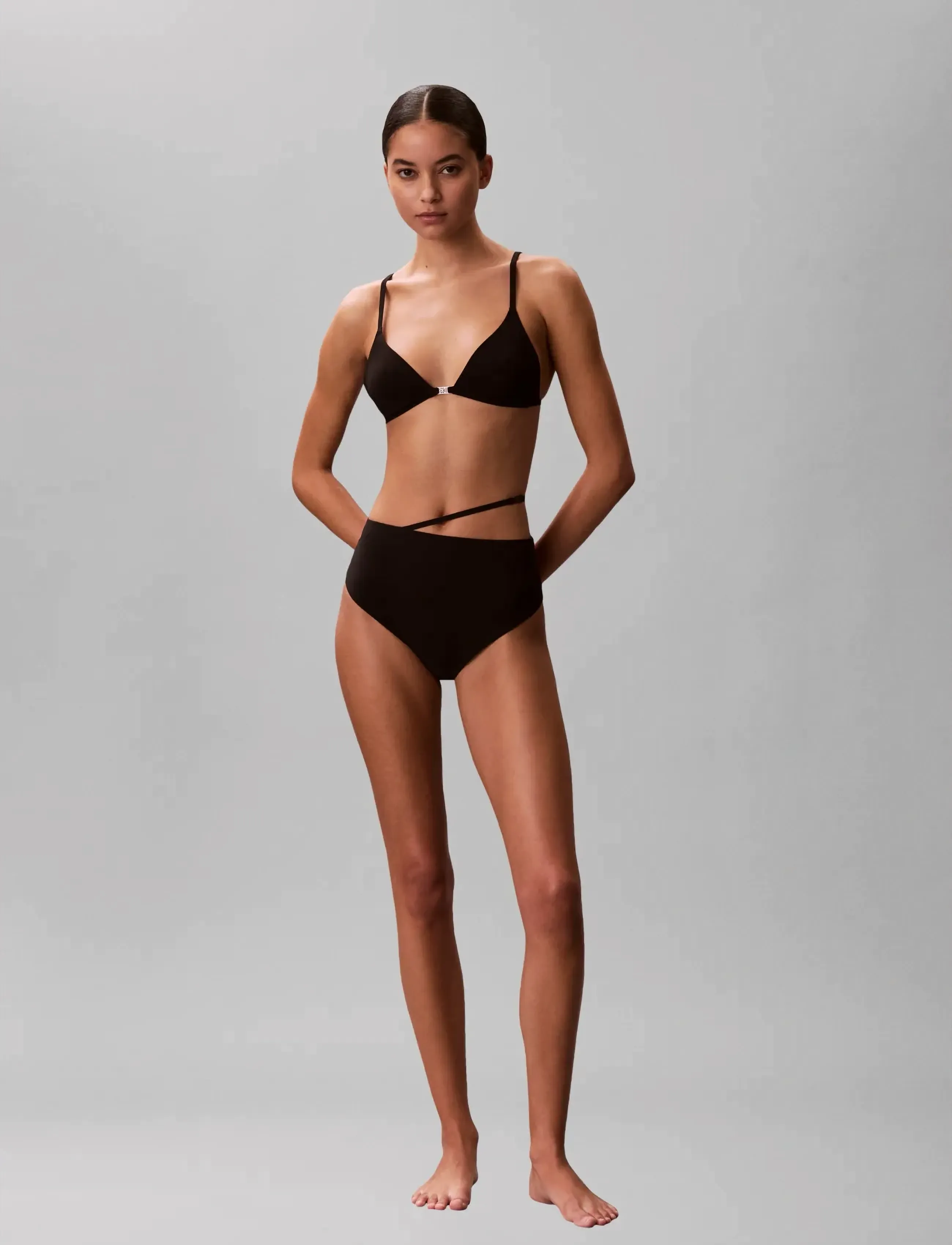 Calvin Klein Hw Belt Bottom, M, Bikini Unterteile, Schwarz - High Waist Bikinis, Frauen