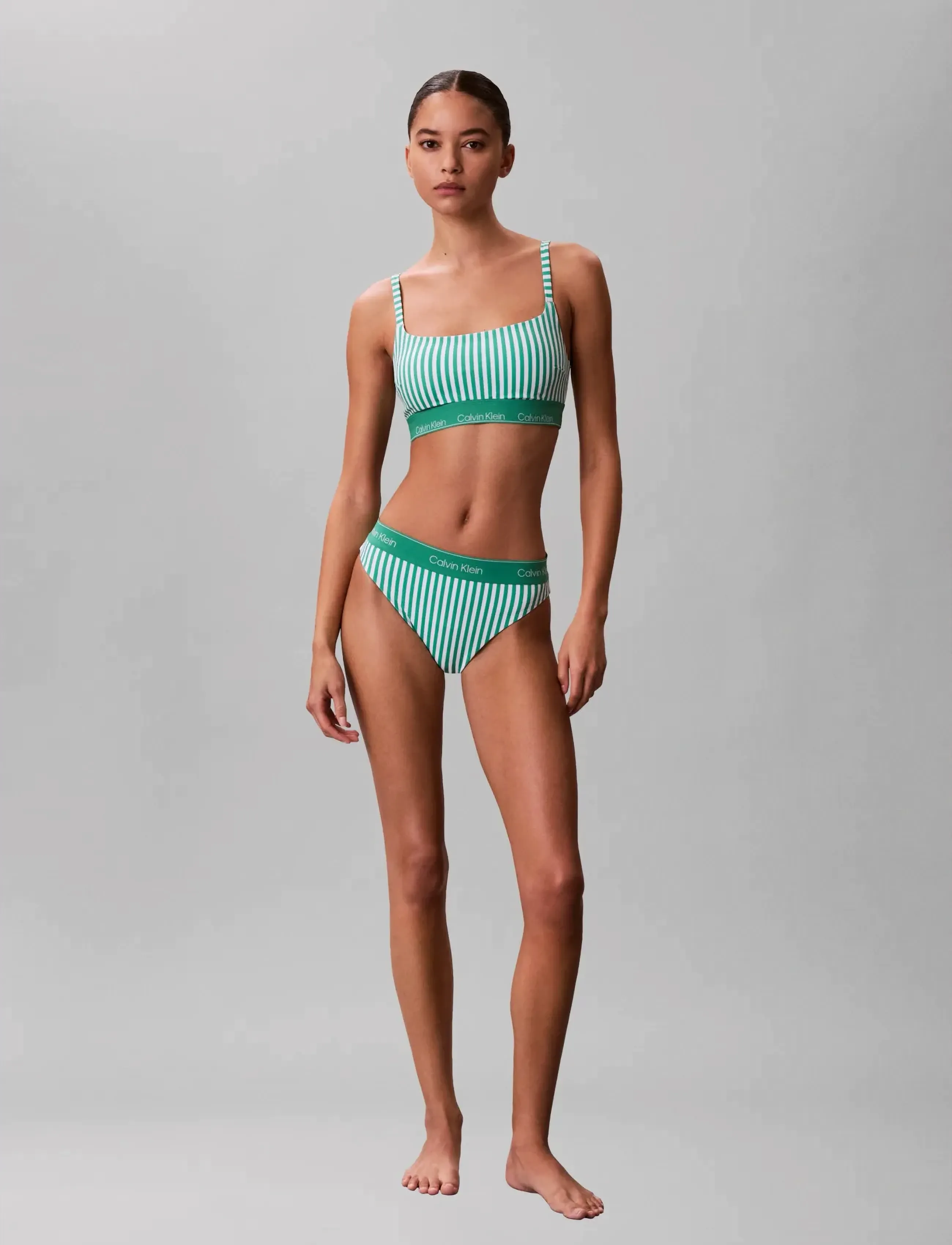 Calvin Klein Square Neck Bralette, XS, Green, Bikinitoppe > Trekantede Bikinitoppe, Dame