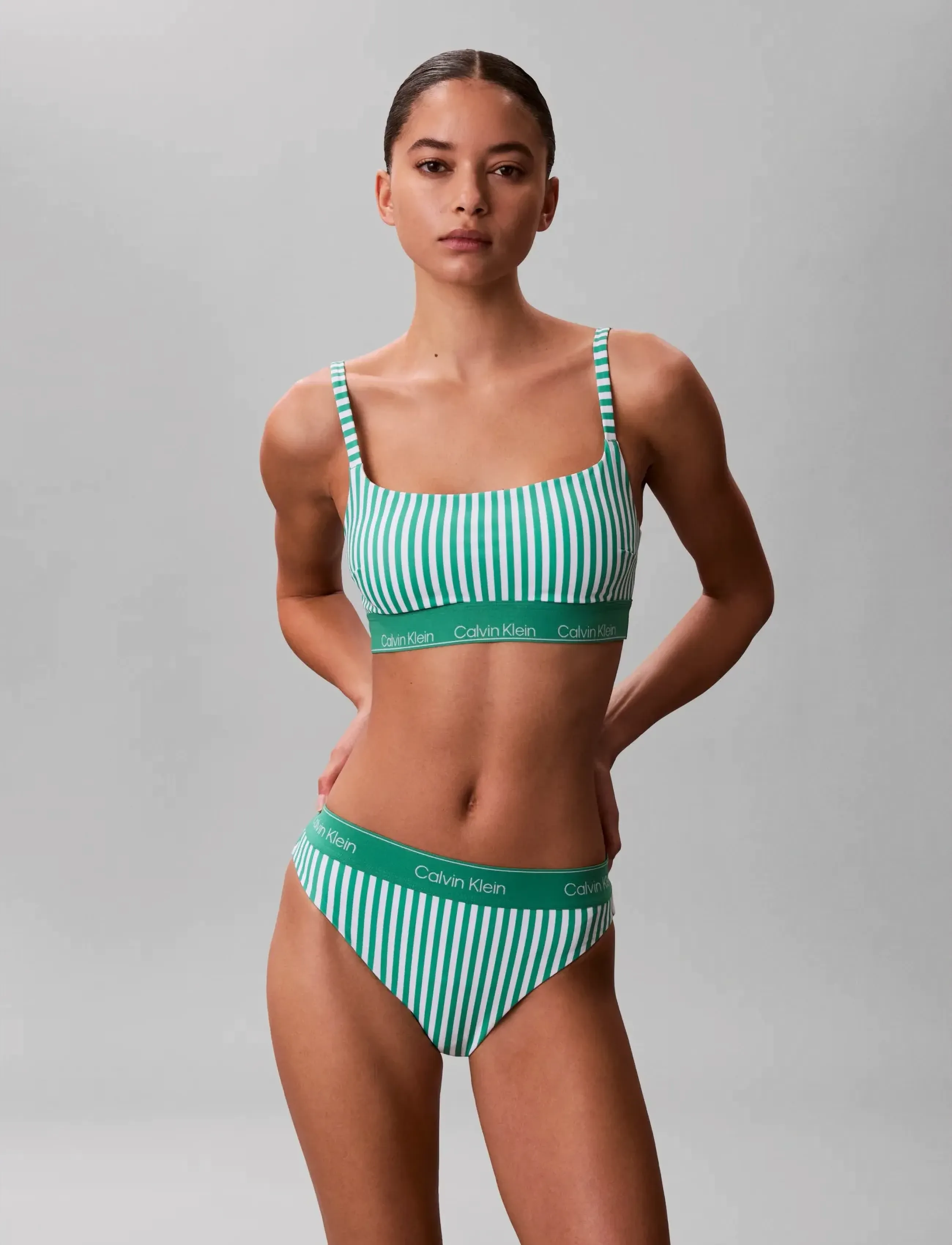 Calvin Klein - SQUARE NECK BRALETTE - trekant-bikinis - 20186 penny stripe w mardi gras gre - 3