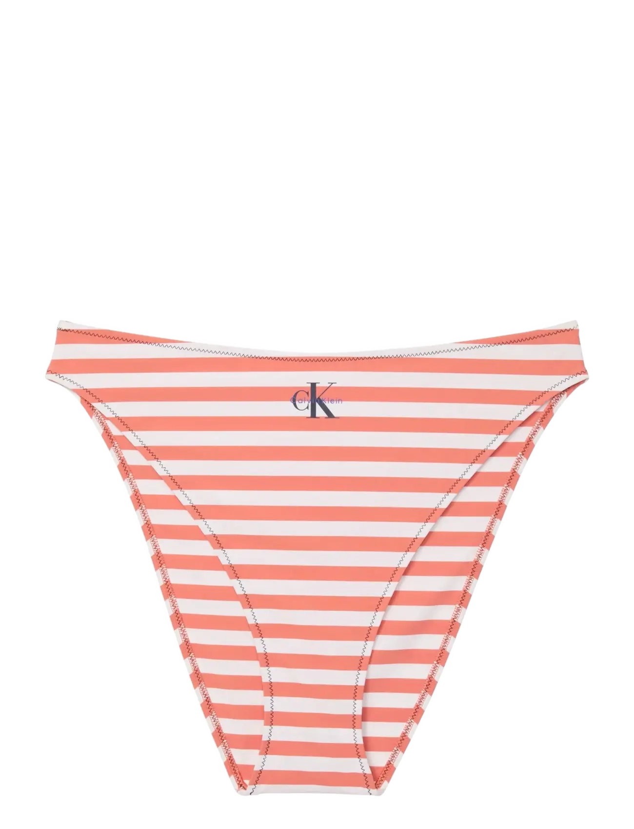 Calvin Klein HIGH LEG BIKINI - Badetøj - 20171 CENT STRIPE+ACORN ORANGE / coral