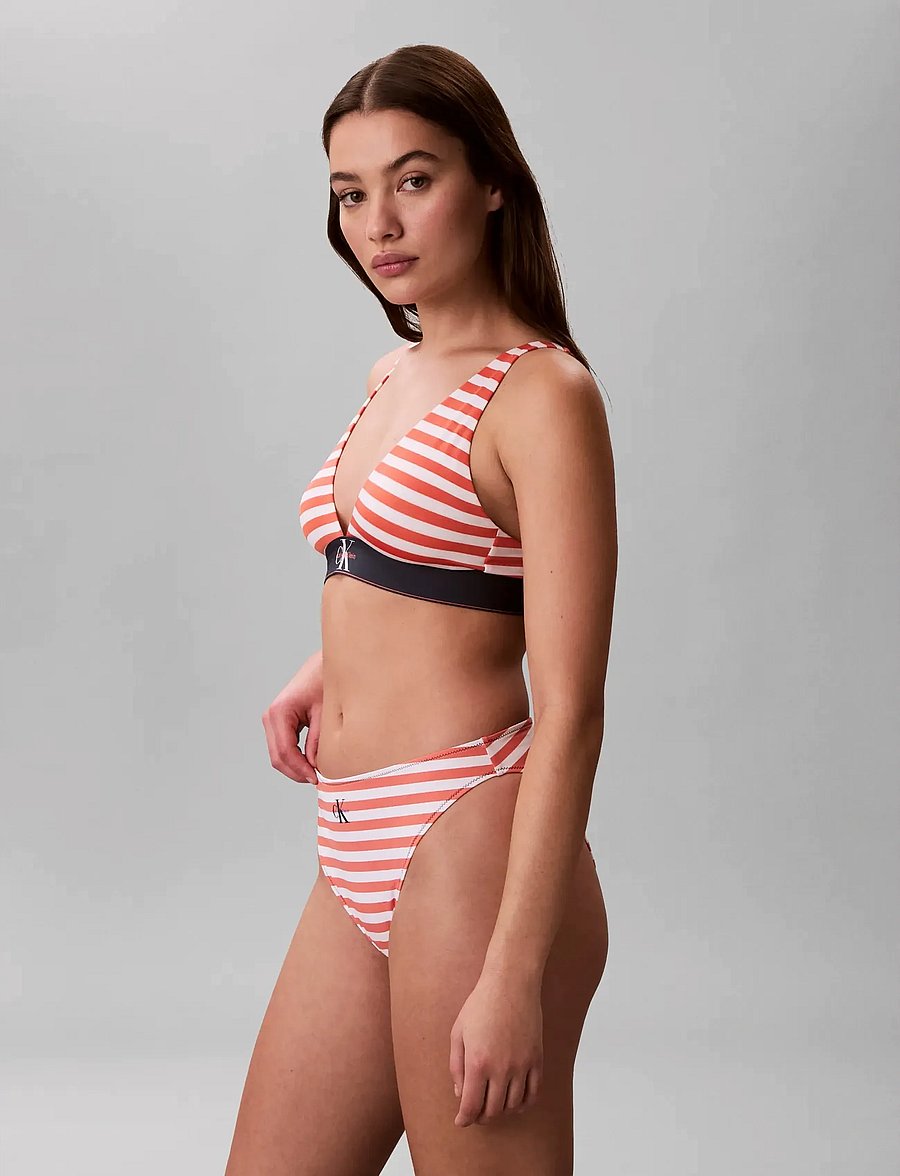 Calvin Klein - HIGH LEG BIKINI - brazilian bikinis - 20171 cent stripe+acorn orange - 4