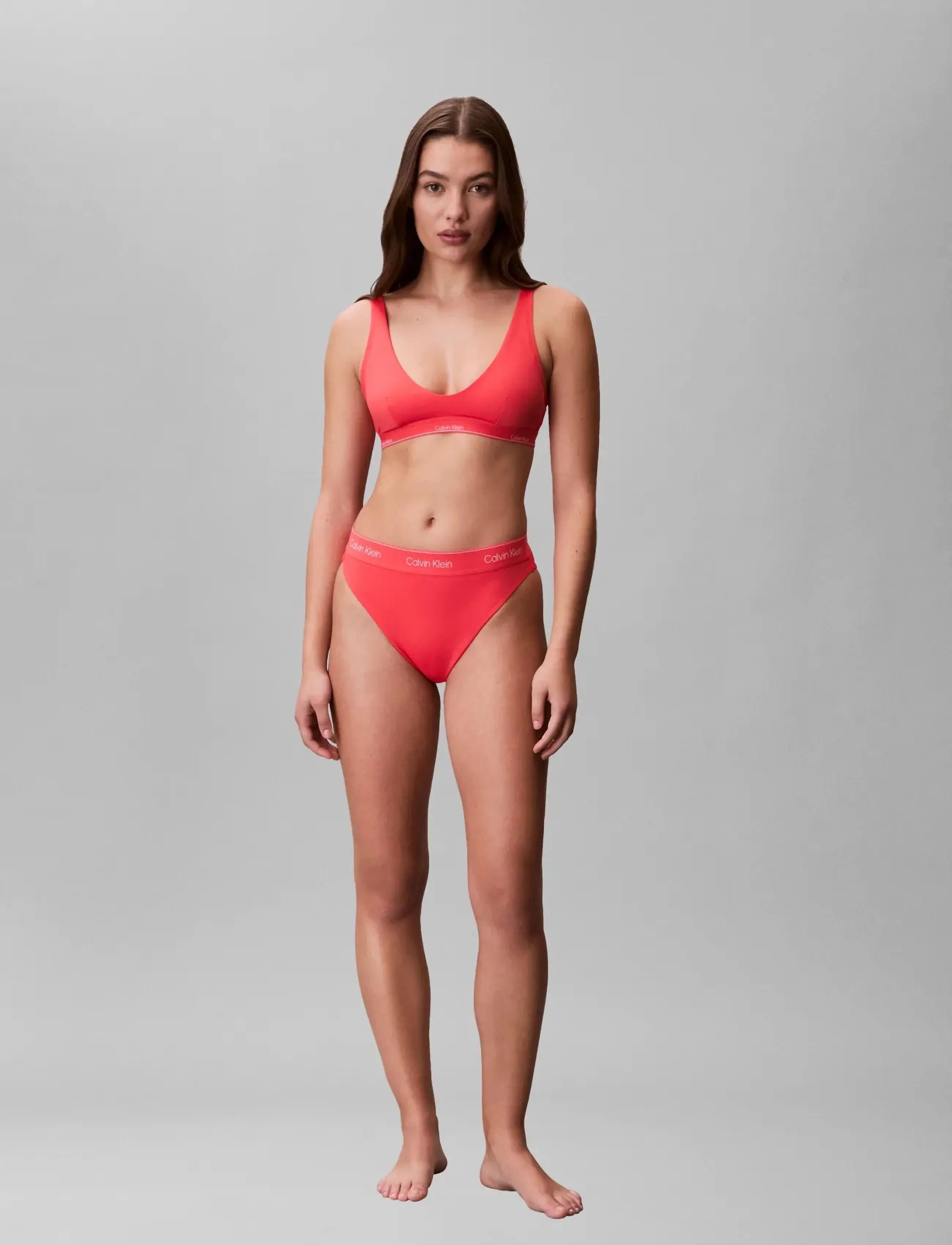 Calvin Klein Halter Bralette, M, Coral, Bikinitoppe > Trekantede Bikinitoppe, Dame