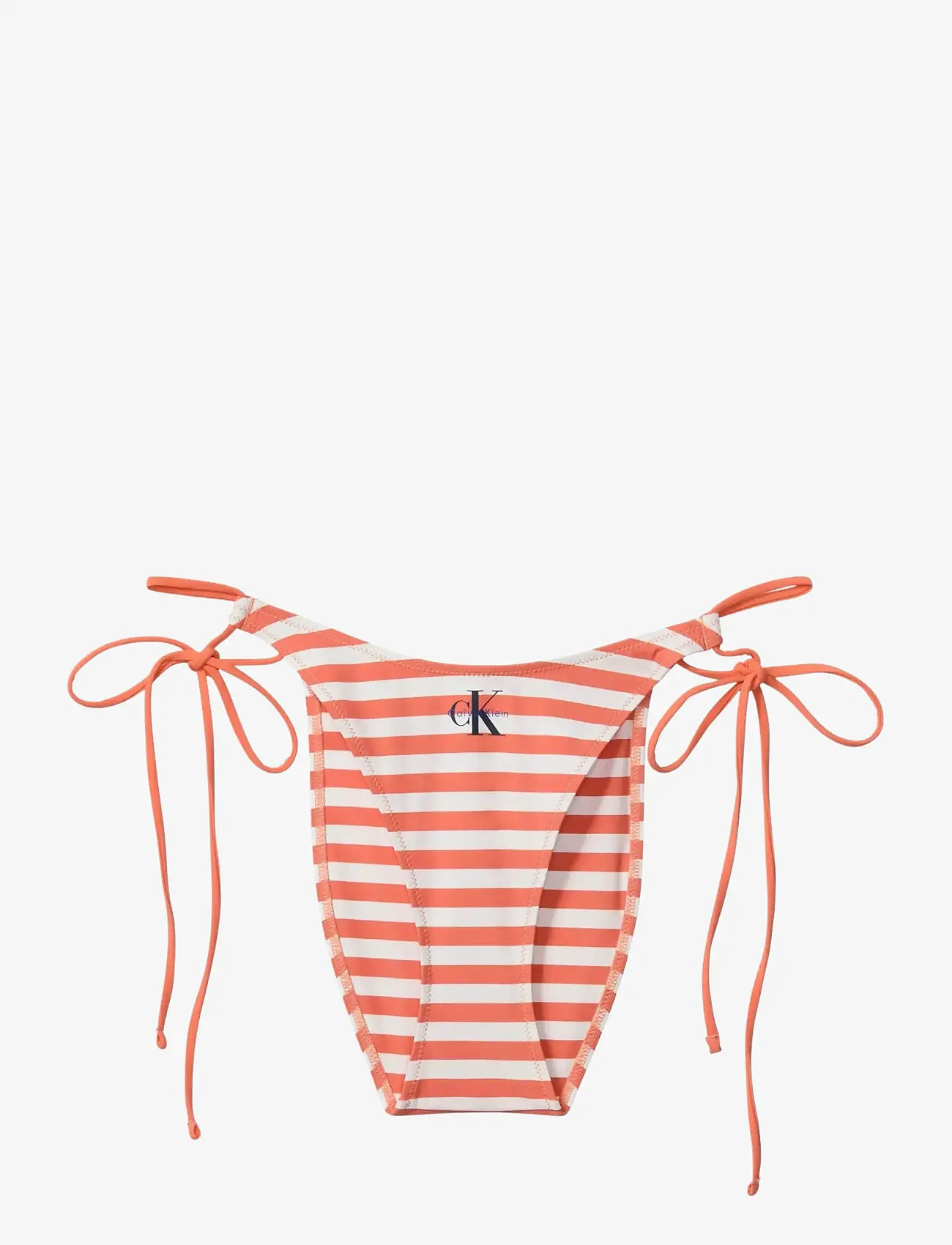 Calvin Klein - SIDE TIE BOTTOM - side tie bikinier - 20171 cent stripe+acorn orange - 1