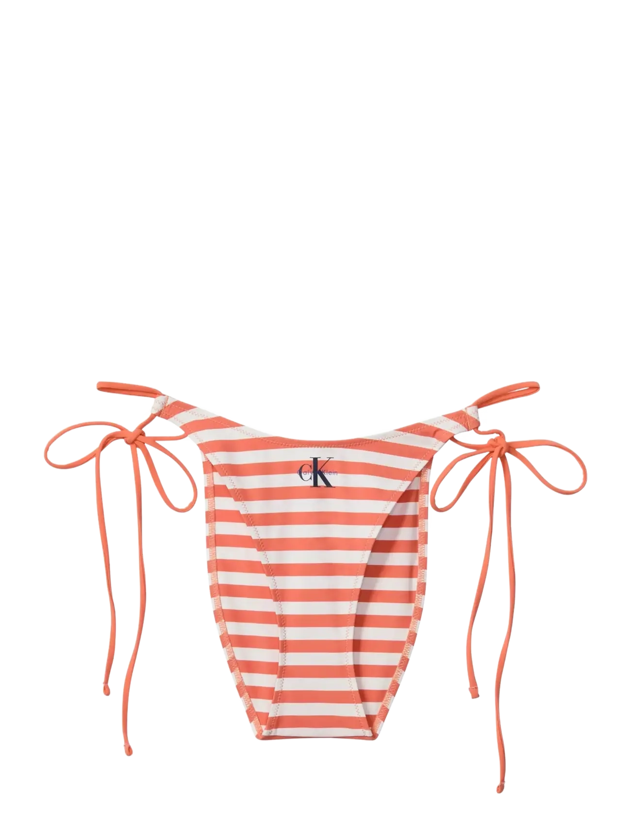 Calvin Klein SIDE TIE BOTTOM - Bikini bottoms - 20171 CENT STRIPE+ACORN ORANGE / coral