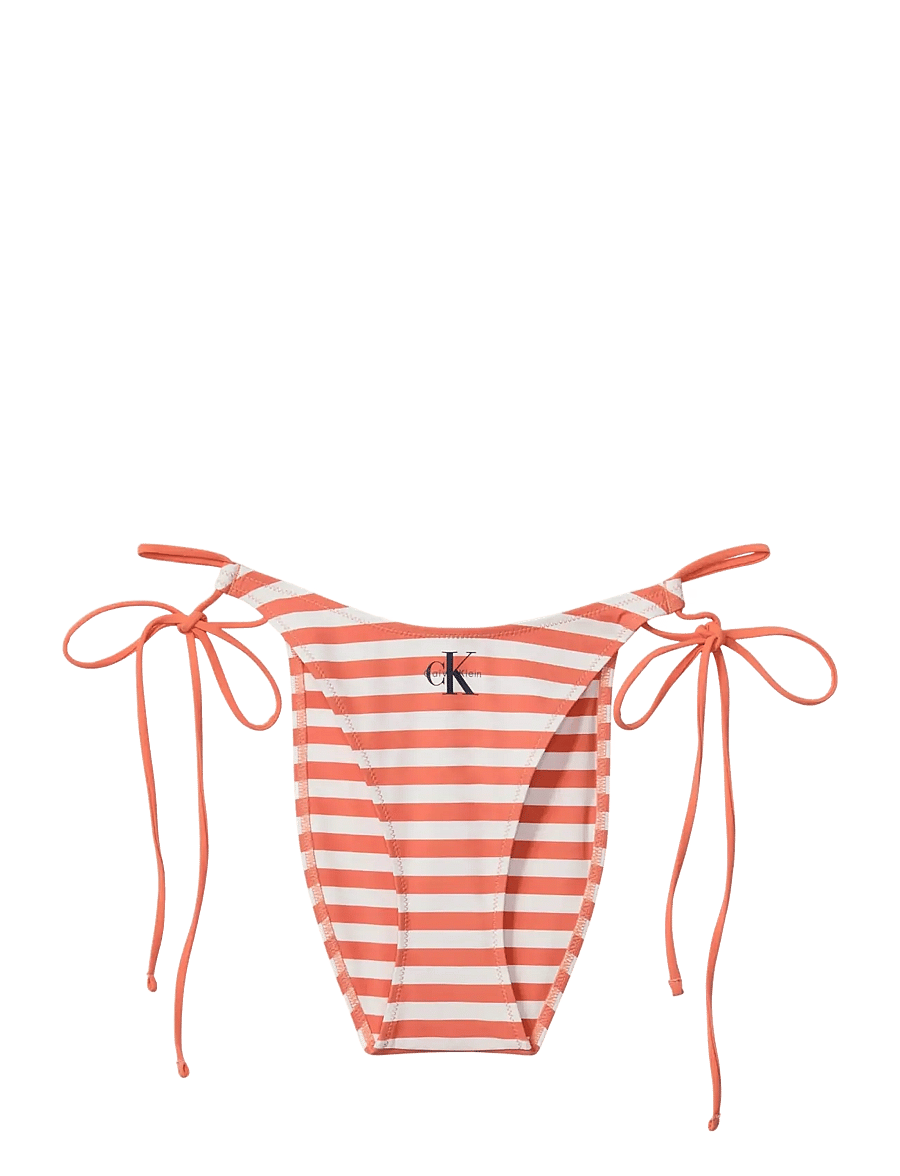 Calvin Klein - SIDE TIE BOTTOM - küljelt seotavad bikiinid - 20171 cent stripe+acorn orange - 1