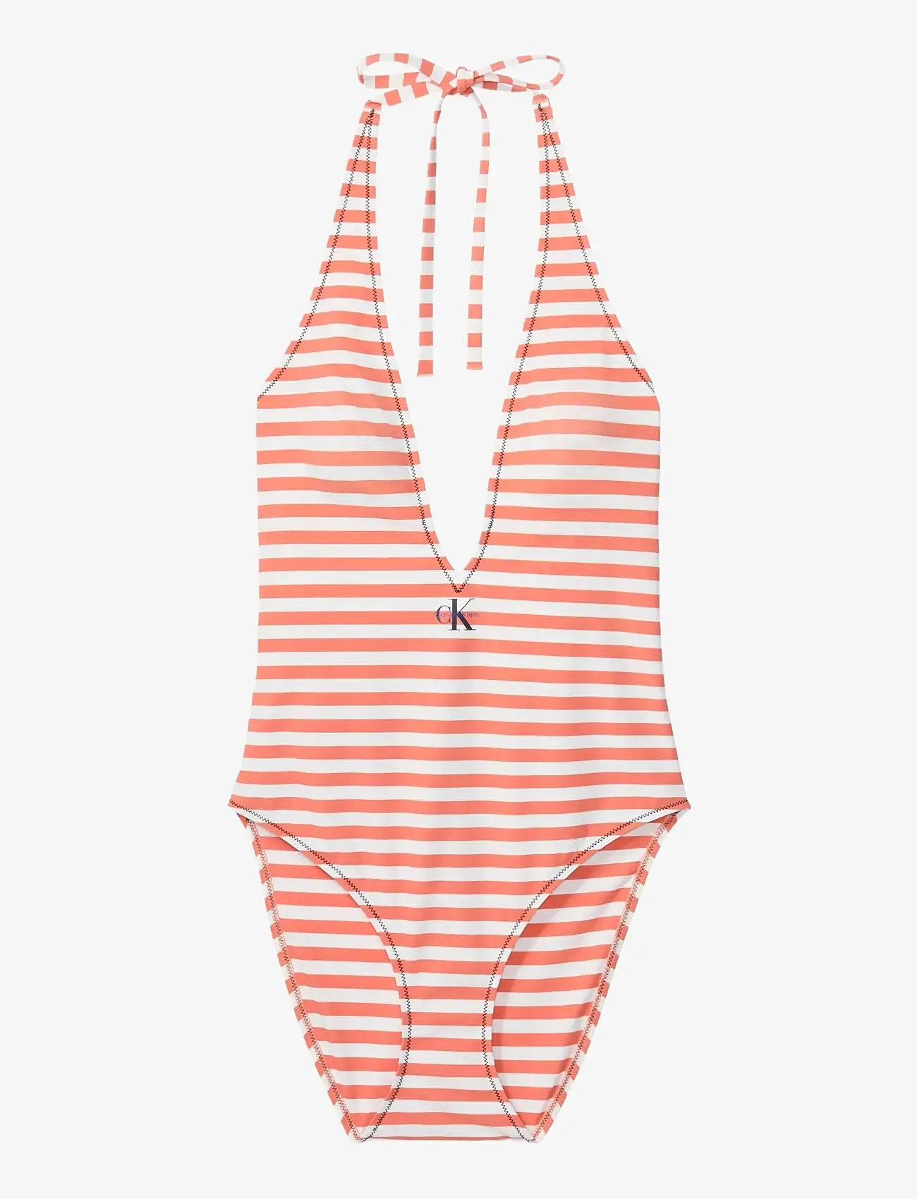 Calvin Klein - PLUNGE ONE PIECE - badedragter - 20171 cent stripe+acorn orange - 1