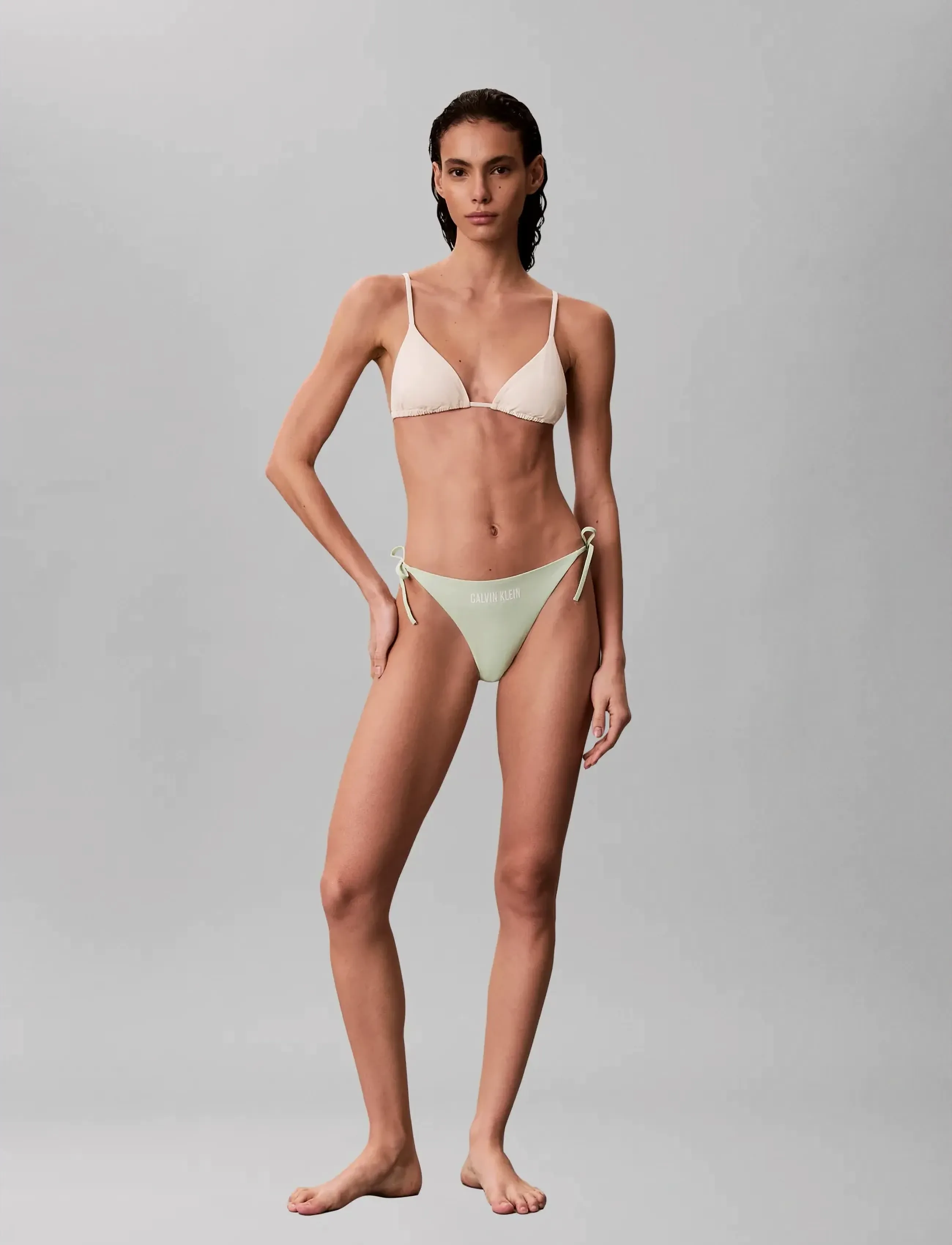 Calvin Klein Side Tie Bottom, L, Green, Bikinitrusser > Bikinier Med Sidebånd, Dame