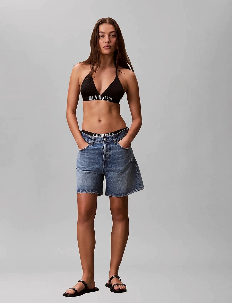 Calvin Klein - HALTER TRIANGLE - trekantsbikinier - black - 0