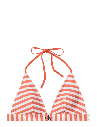Calvin Klein TRIANGLE - Bikini Tops - 20171 CENT STRIPE+ACORN ORANGE / coral