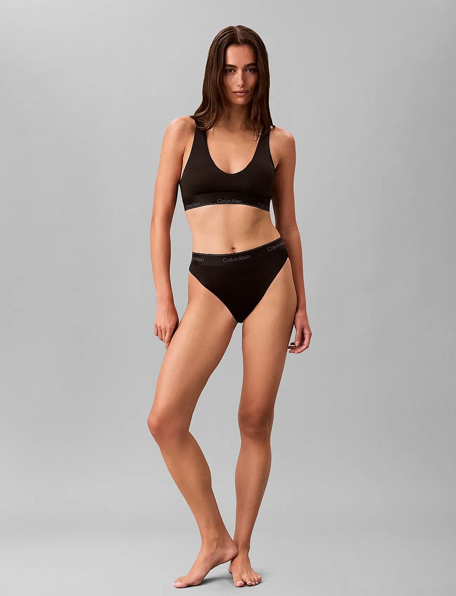 Calvin Klein - ICON SHINE SWIM BRALETTE - triangelformad bikinis - black - 0