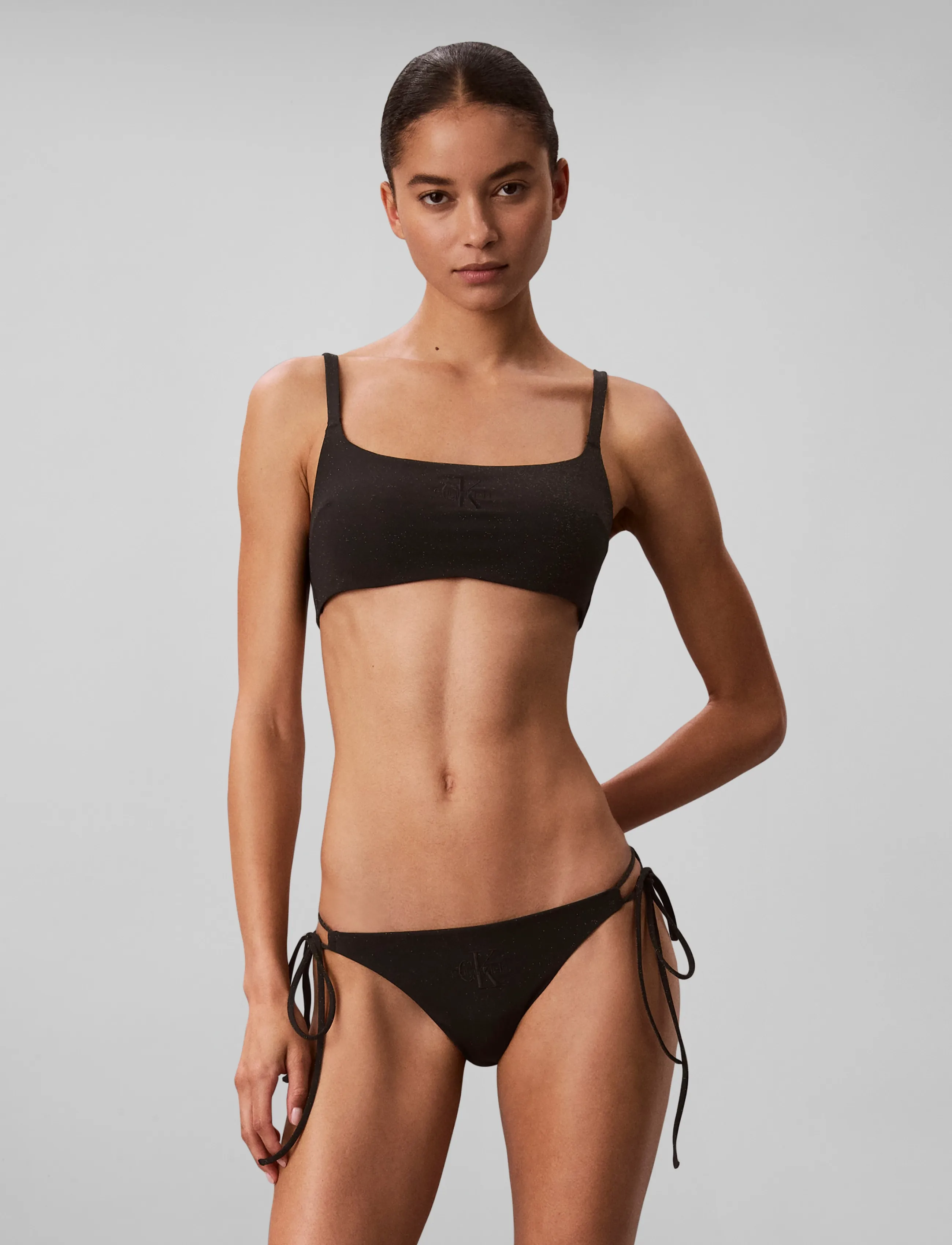 Calvin Klein - GRAPHIC MONOGRAM SHINE SWIM BRAL - triangelformad bikinis - black - 3