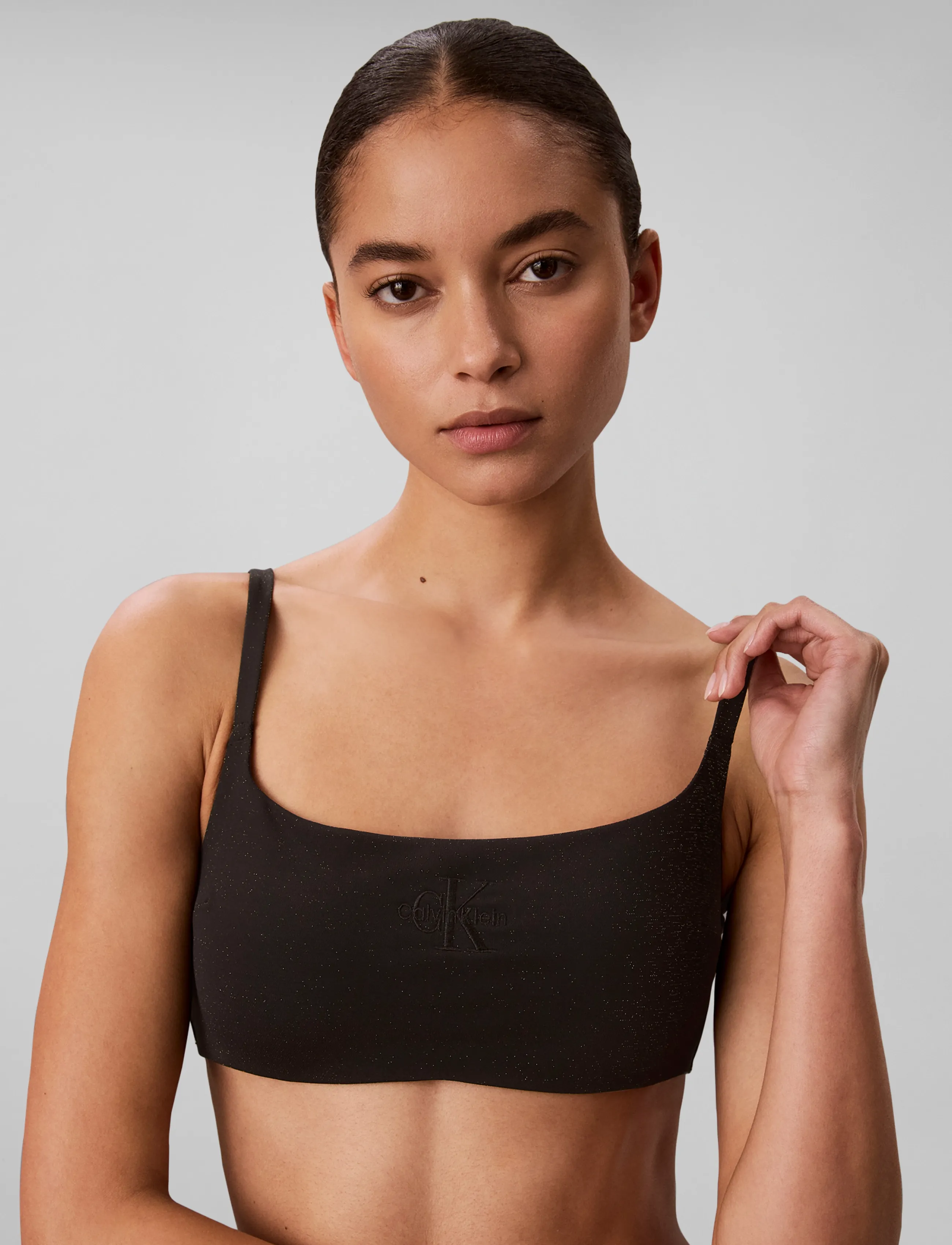 Calvin Klein - GRAPHIC MONOGRAM SHINE SWIM BRAL - triangelformad bikinis - black - 4