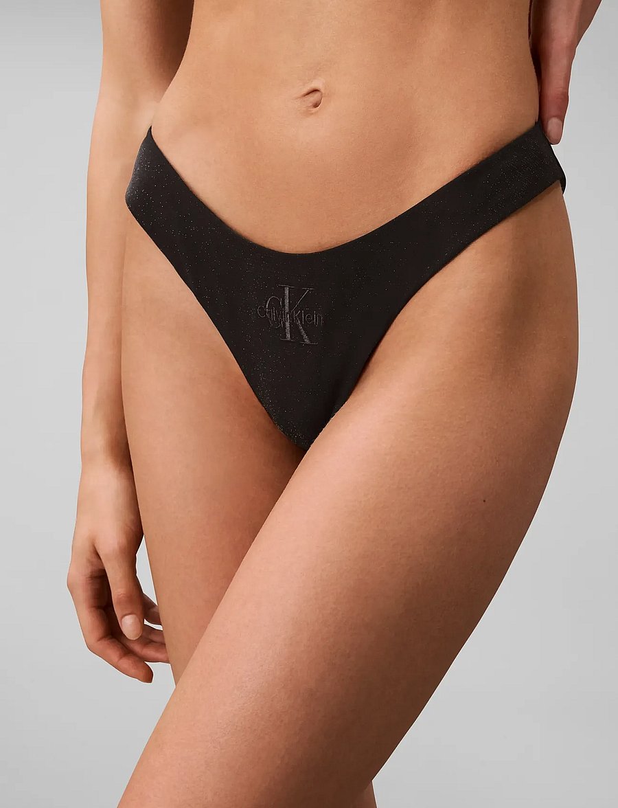 Calvin Klein - MONOLOGO SHINE SWIM DIPPED BIKIN - bikini-slips - black - 3