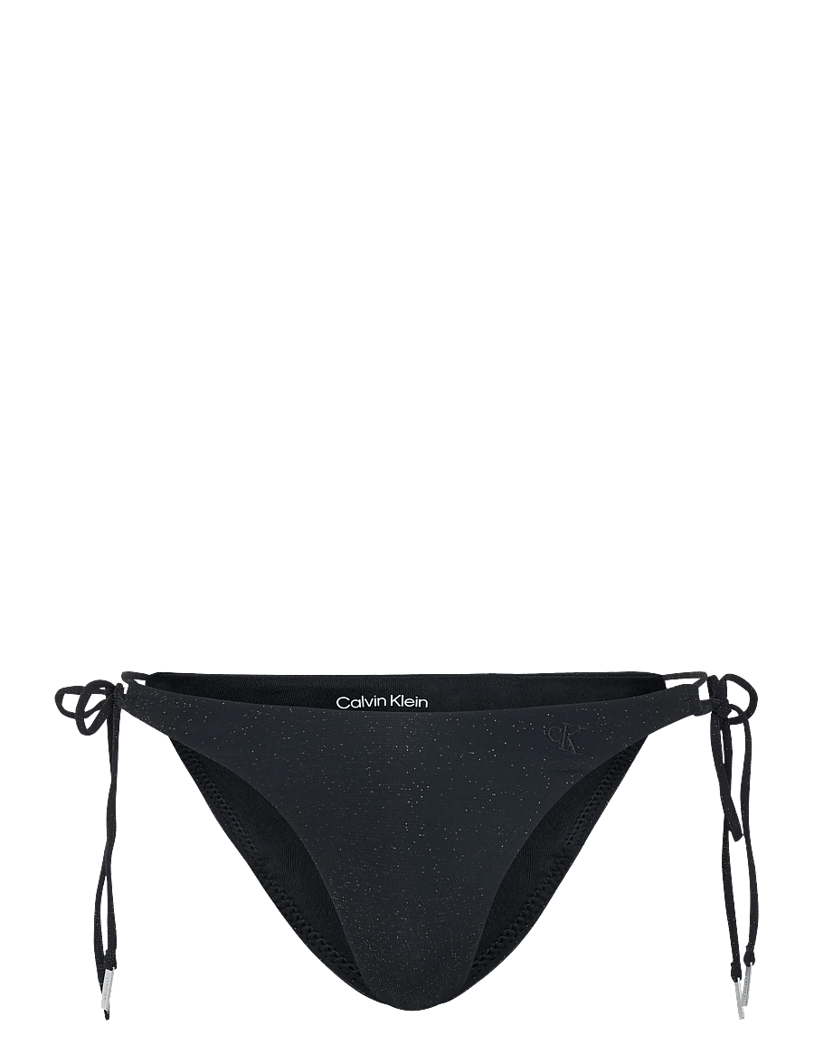 Calvin Klein - MONOLOGO SHINE SWIM SIDE TIE BIK - bikinis mit seitenbändern - black - 1