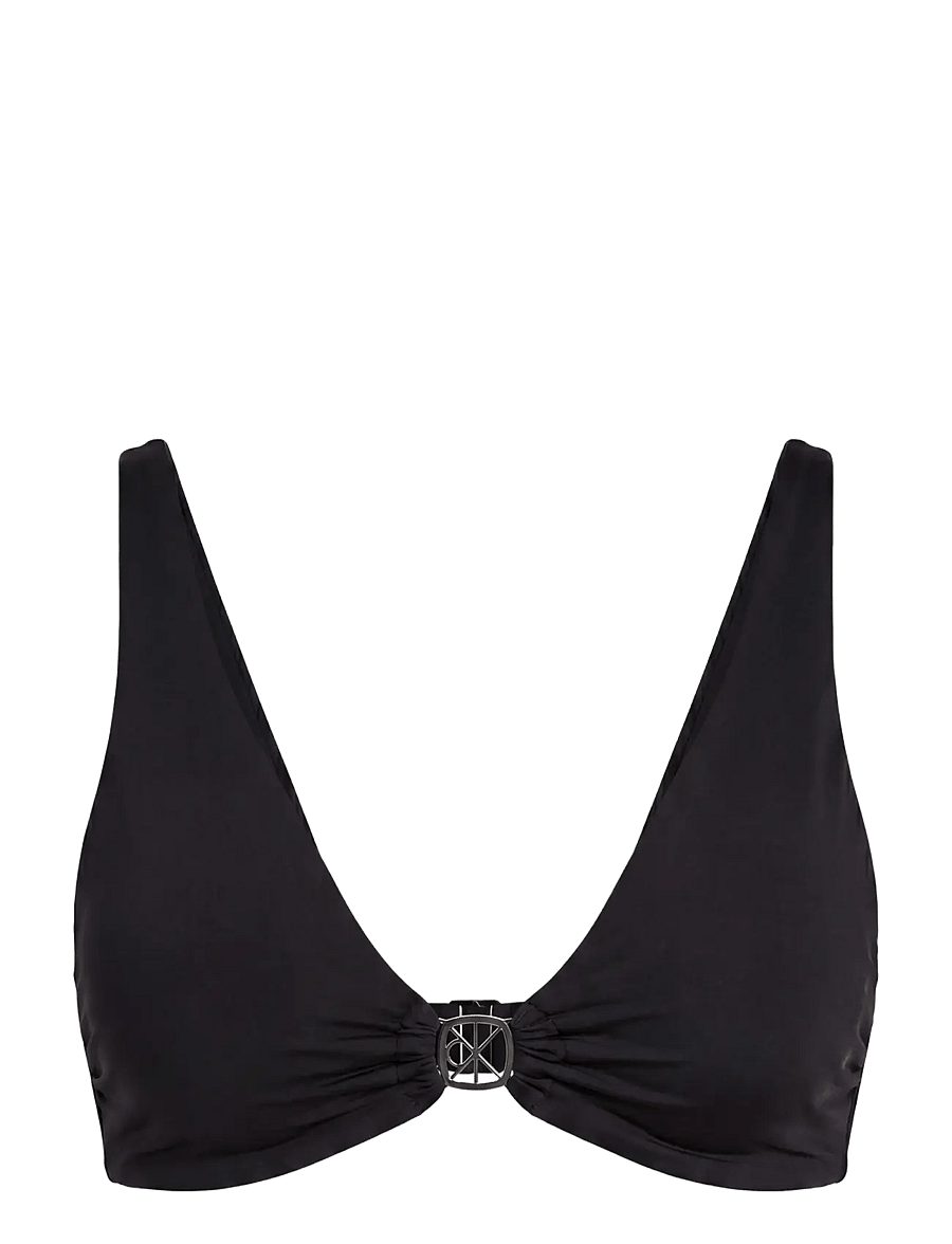Calvin Klein - SENSUAL EMBLEM SWIM BRALETTE - triangelformad bikinis - black - 1