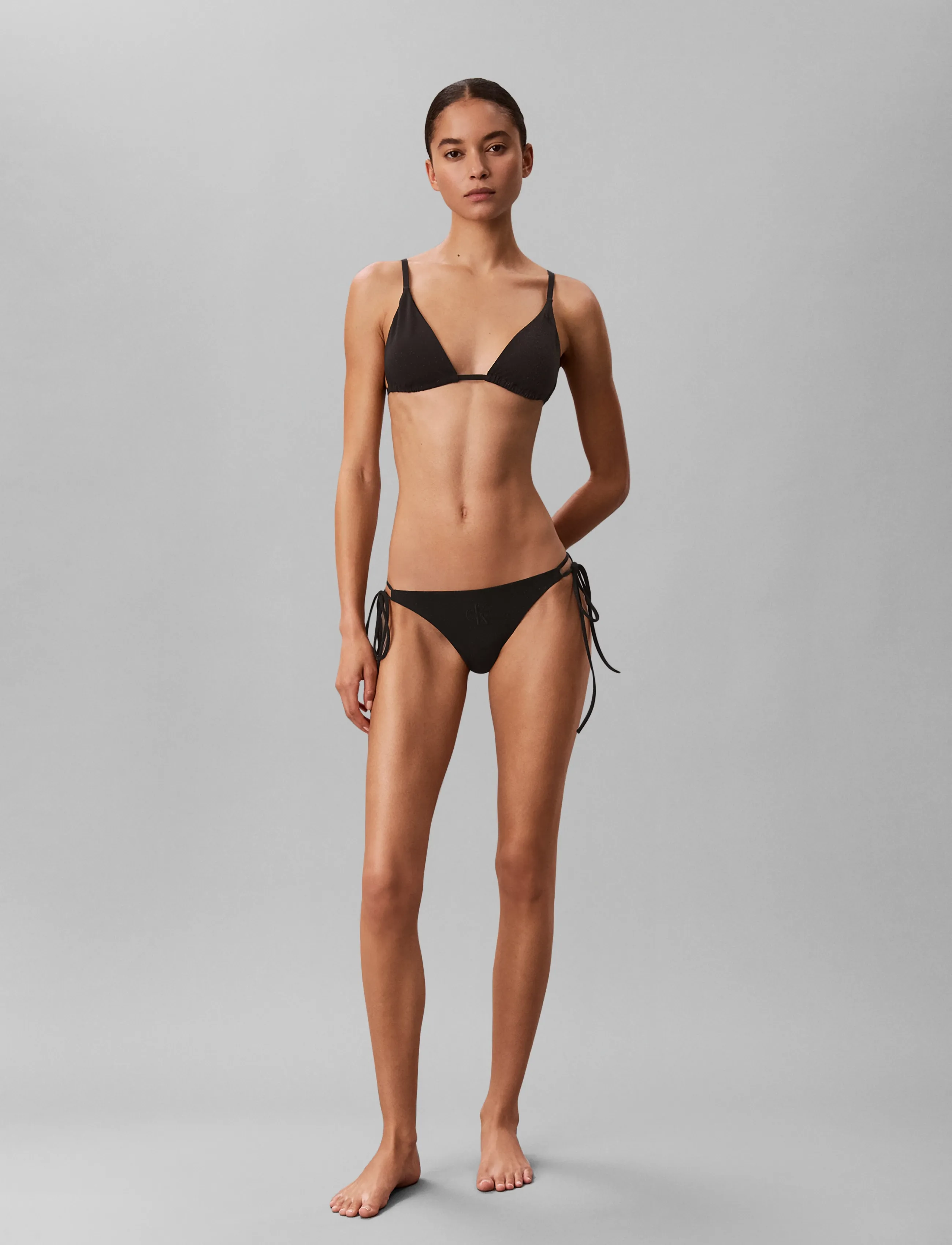 Calvin Klein - GRAPHIC MONOGRAM NON FIXED TRIAN - triangelformad bikinis - black - 0