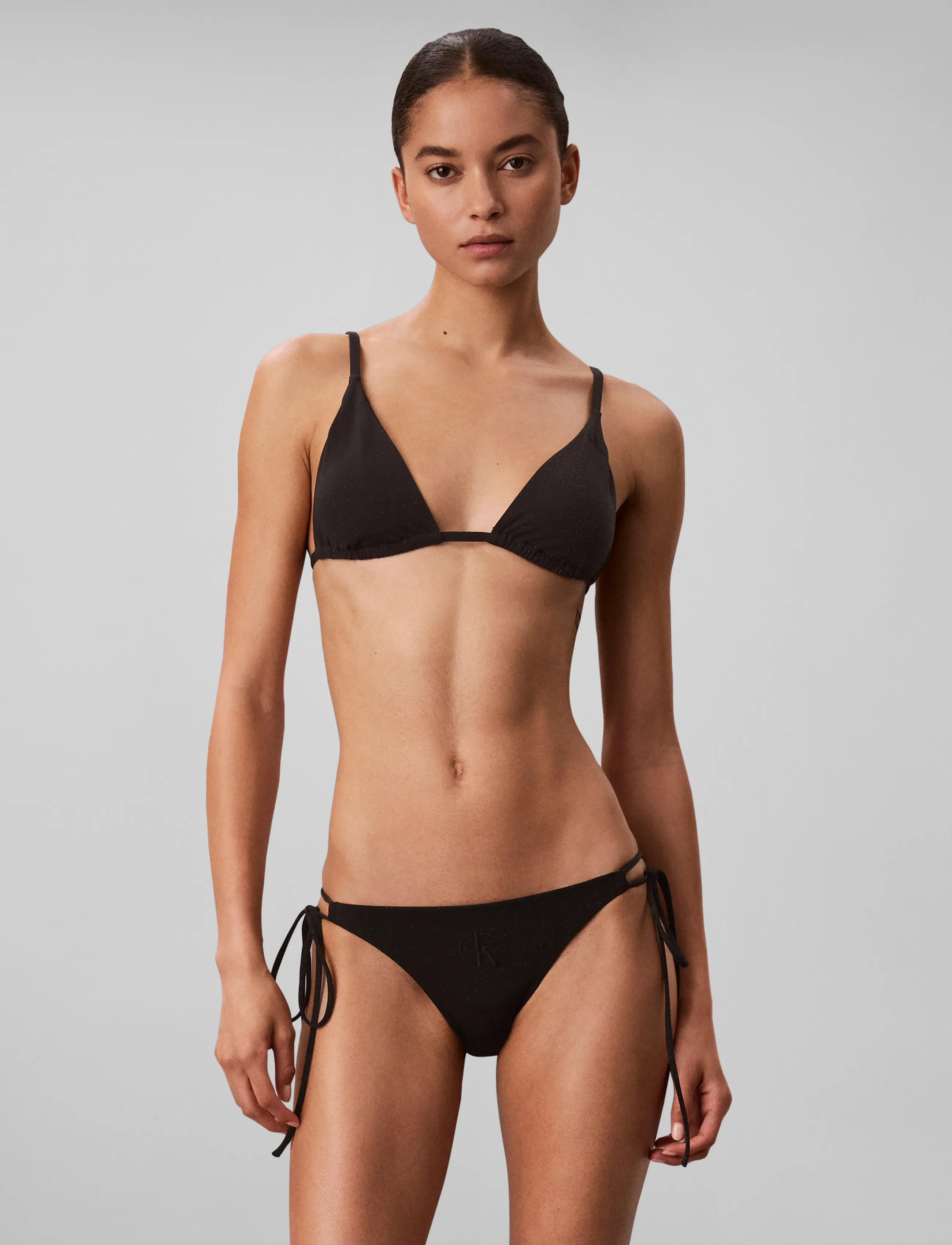 Calvin Klein - GRAPHIC MONOGRAM NON FIXED TRIAN - triangelformad bikinis - black - 3