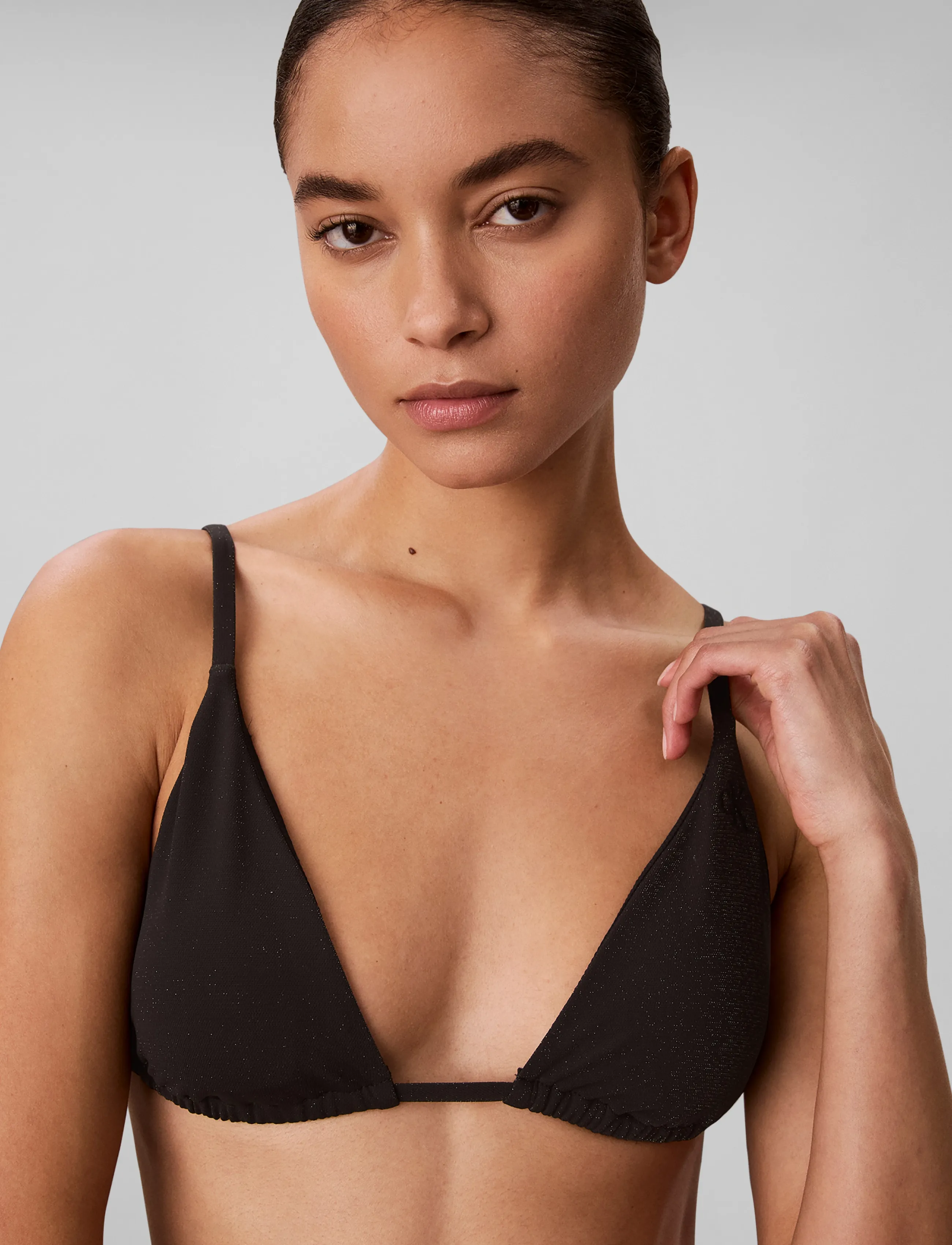Calvin Klein - GRAPHIC MONOGRAM NON FIXED TRIAN - triangelformad bikinis - black - 4