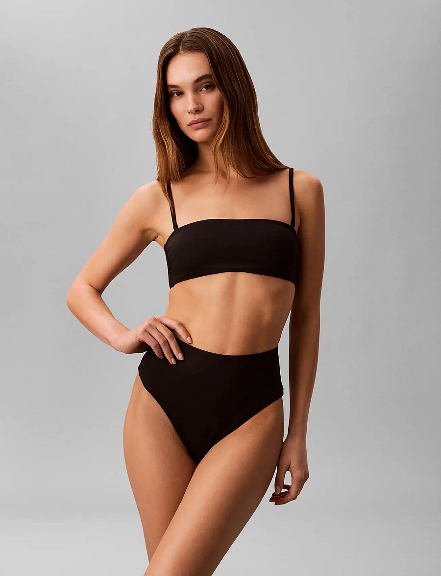 Calvin Klein - BANDEAU W STRAPS - bandeau-bikinis - black - 3