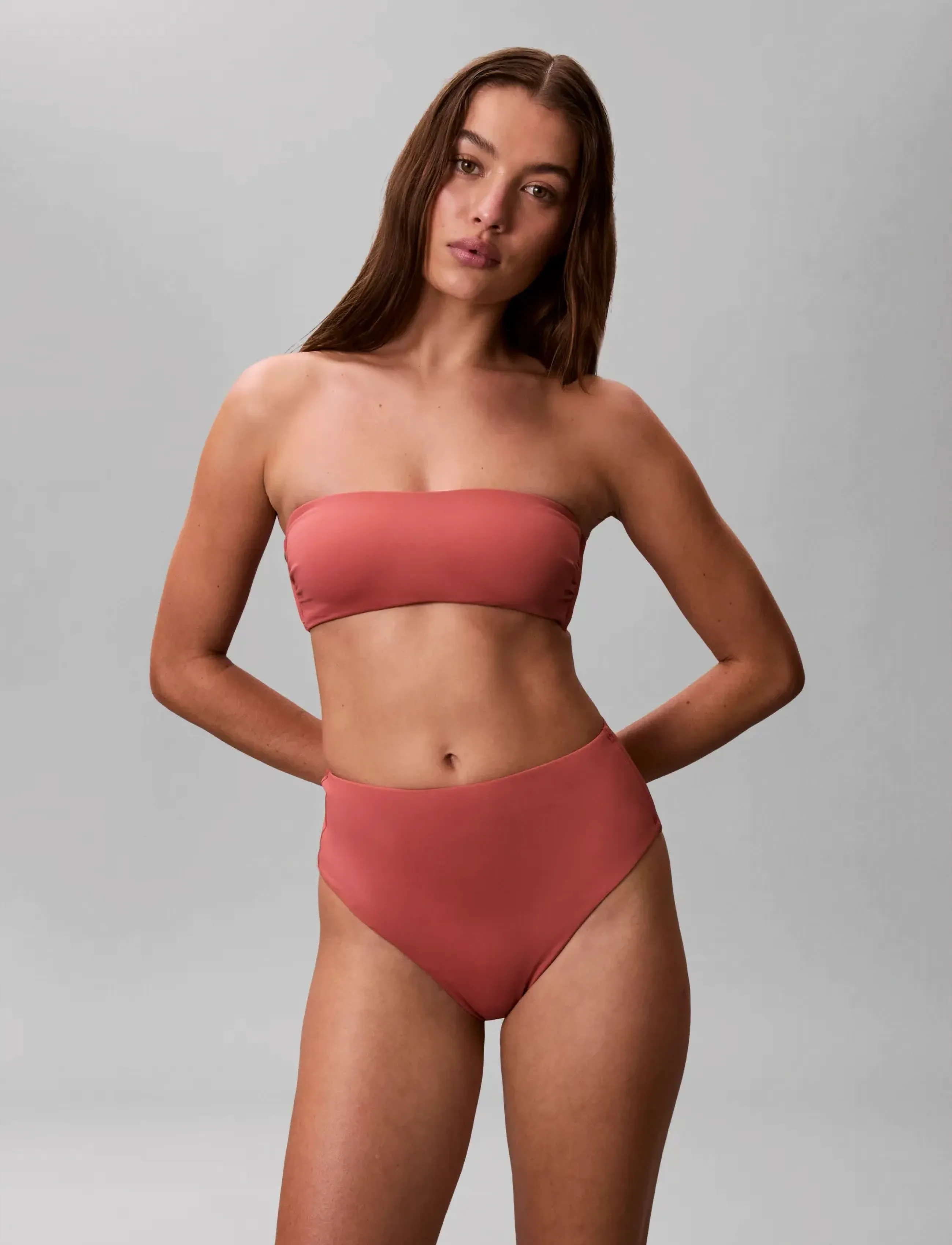 Calvin Klein - BANDEAU W STRAPS - bandeau-bikiní - dusty cedar - 3