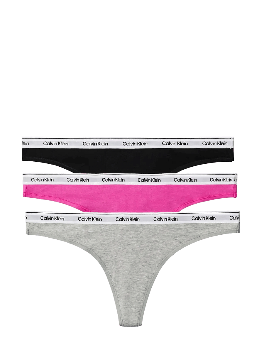 Calvin Klein - THONG 3PK - stringtrosor - black grey heather stunning orchid - 1