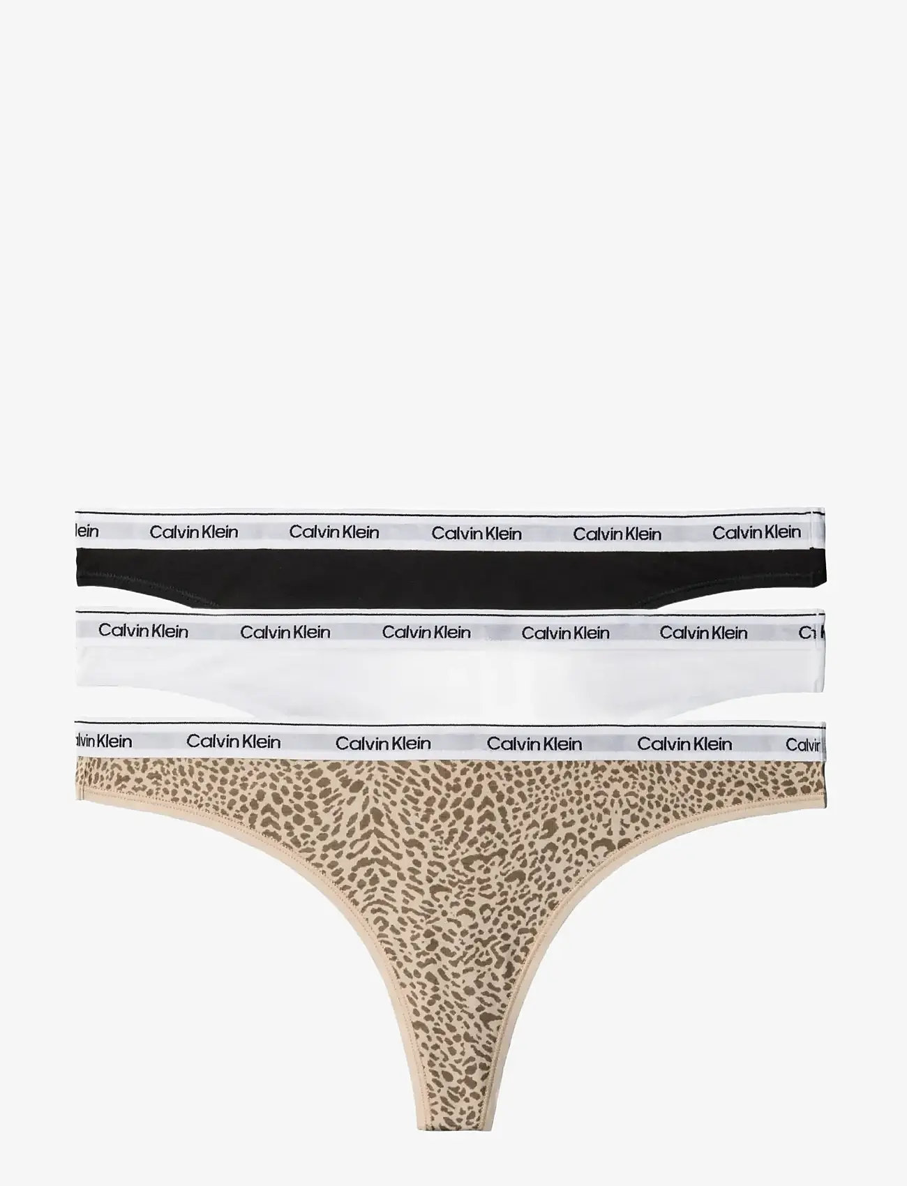 Calvin Klein - THONG 3PK - stringtrusser - black  classic white  animal mirror - 1