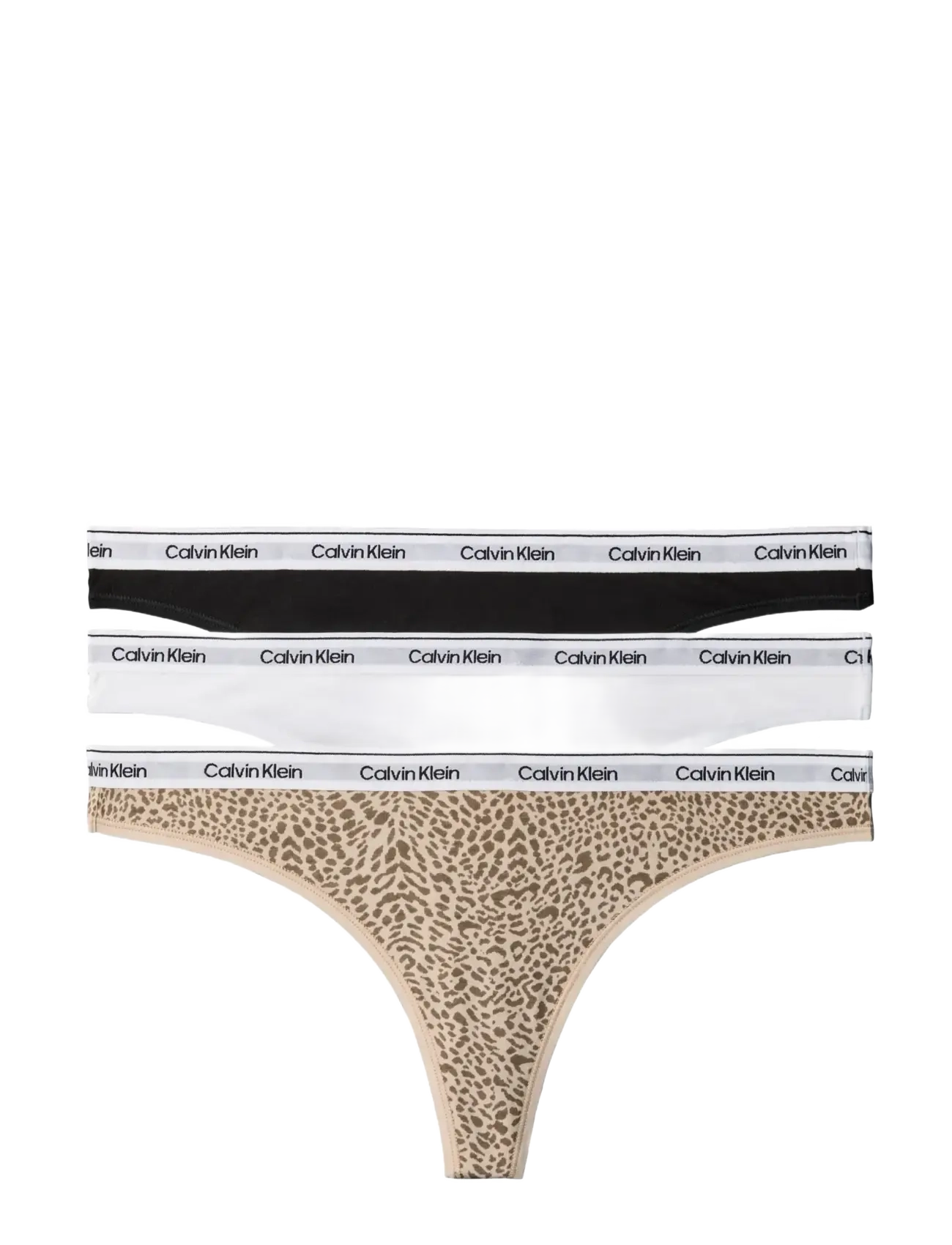 Calvin Klein THONG 3PK - Stringtrosor - BLACK  CLASSIC WHITE  ANIMAL MIRROR / black